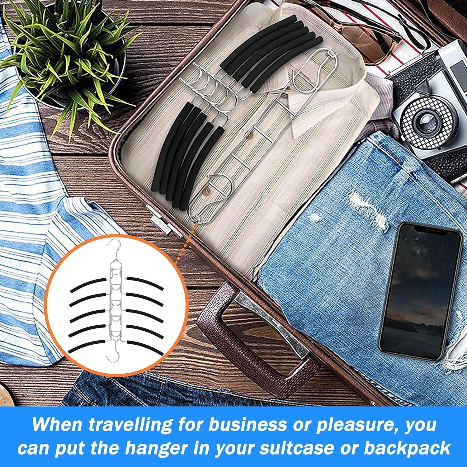 Zekroh 5 in 1 Space Saver Coat Hangers, 4 Pack Multilayer Metal Clothes Hanger anti Slip Clothes Hangers with EVA Sponge Tube, Heavy Duty Stainless Steel Hangers for Closet Storage Organizer