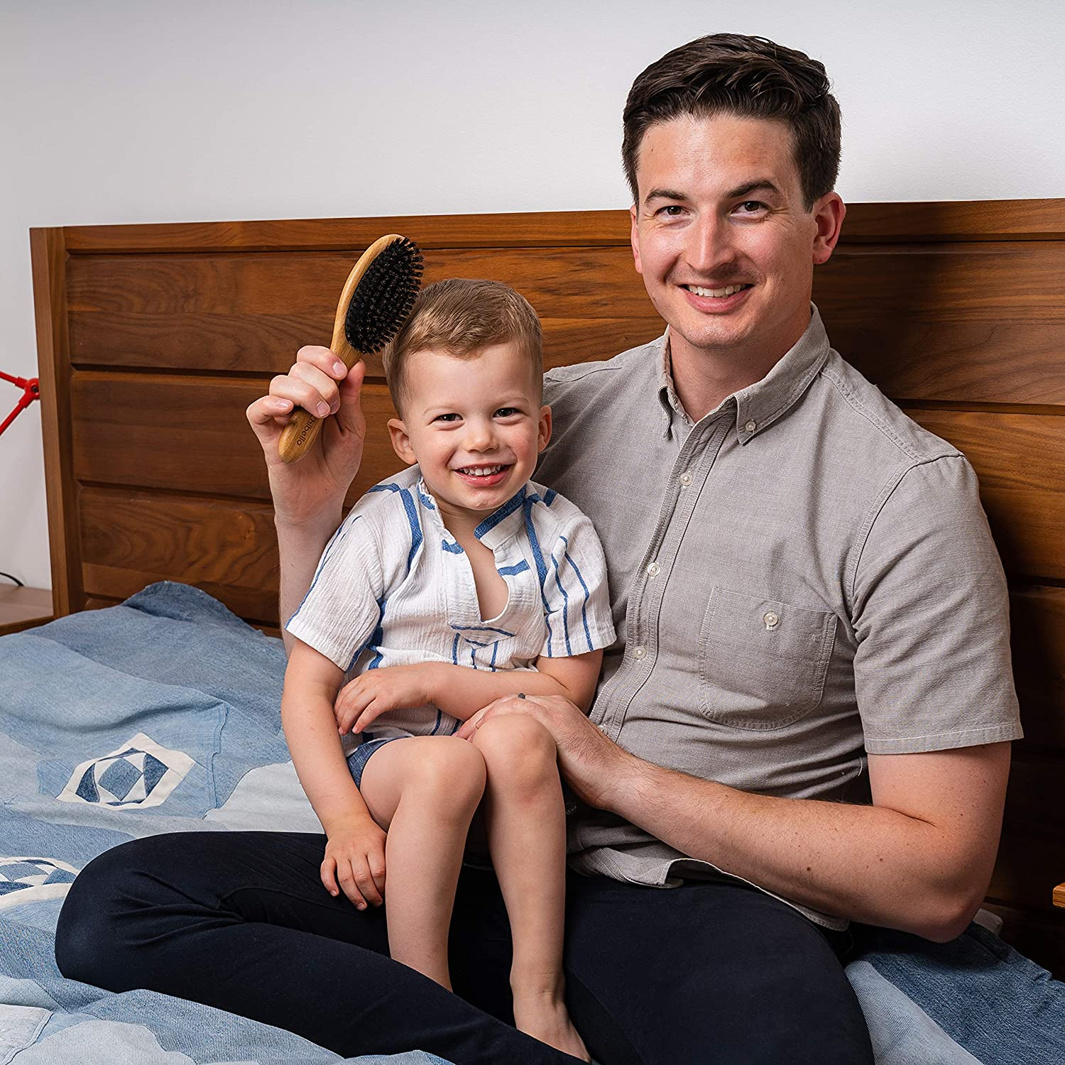 Chibello Boar Bristle Hair Brush Set - Designed for Kids, Women and Men. Natural Soft Bristle Brushes Work Best for Thin and Fine Hair. Wood Wet Detangler Comb image number 4