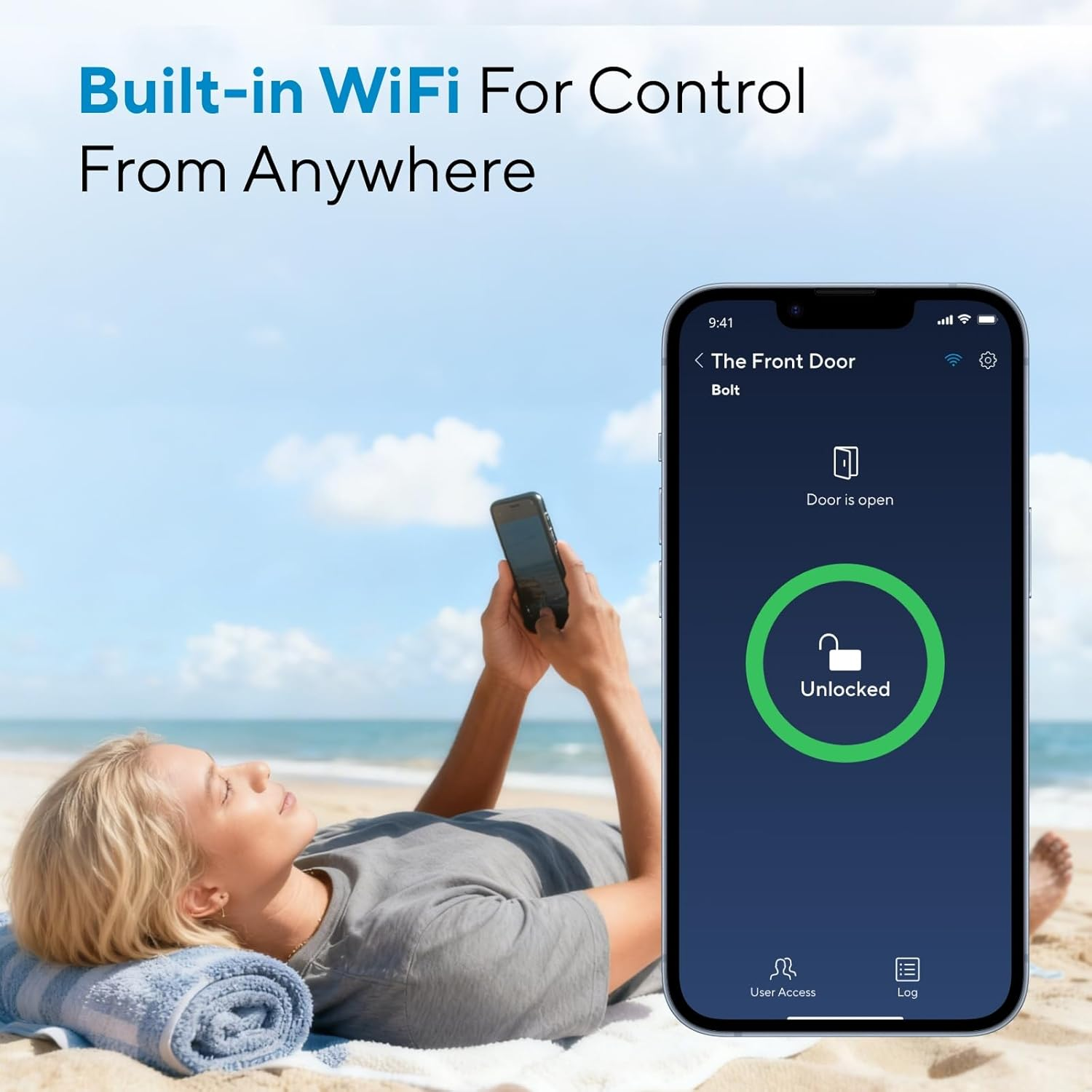 ULTRALOQ Bolt Fingerprint Wifi Smart Lock, Works with Apple Home, Siri, Alexa, 8-In-1 Keyless Entry Deadbolt Lock with Fingerprint, Keypad, App Remote Control, Auto Unlock,Easy Install, 10 Mo. Battery image number 2