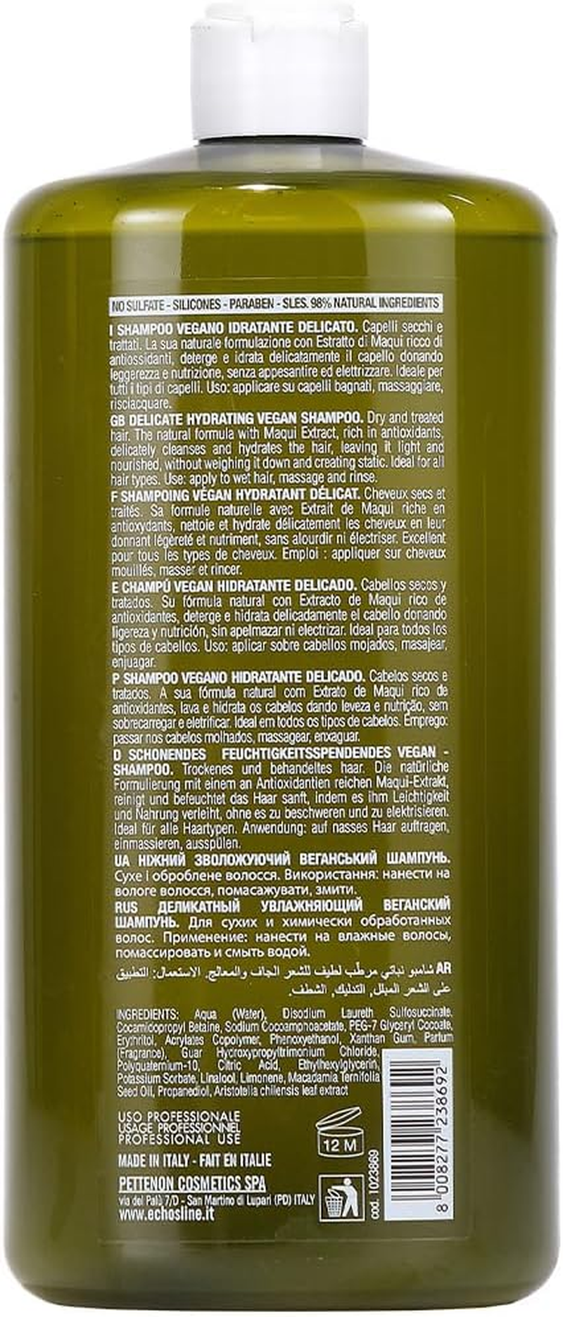 Echosline Maqui Moisturizing Vegan Shampoo for Dry and Treated Hair 975 Ml