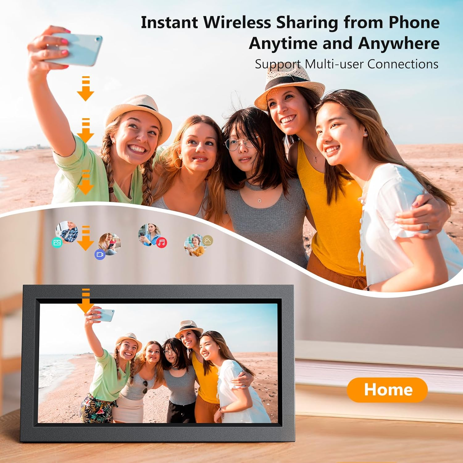 Digital Photo Frame Wifi, 15.6 Inch Smart Cloud Digital Picture Frame with IPS LCD Touch Screen Display, 32GB Storage, Share Photos or Videos from Anywhere Anytime image number 5