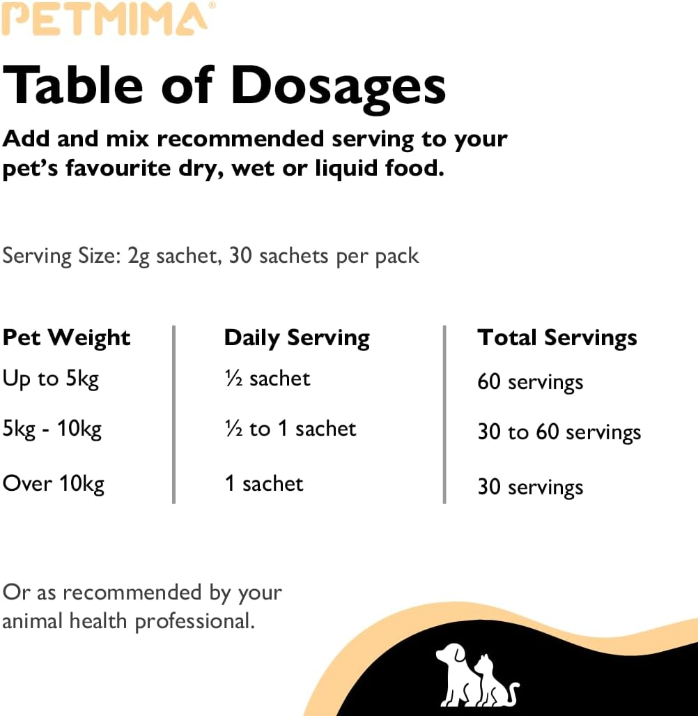 Premium Muscle & Bone Supplement for Dogs and Cats All Breeds & Sizes, Stimulate Bone & Muscle Growth, Promotes Strong Teeth, Australian Made, No Added Flavours Sachets (Up to 60 Servings) - Petmima image number 1