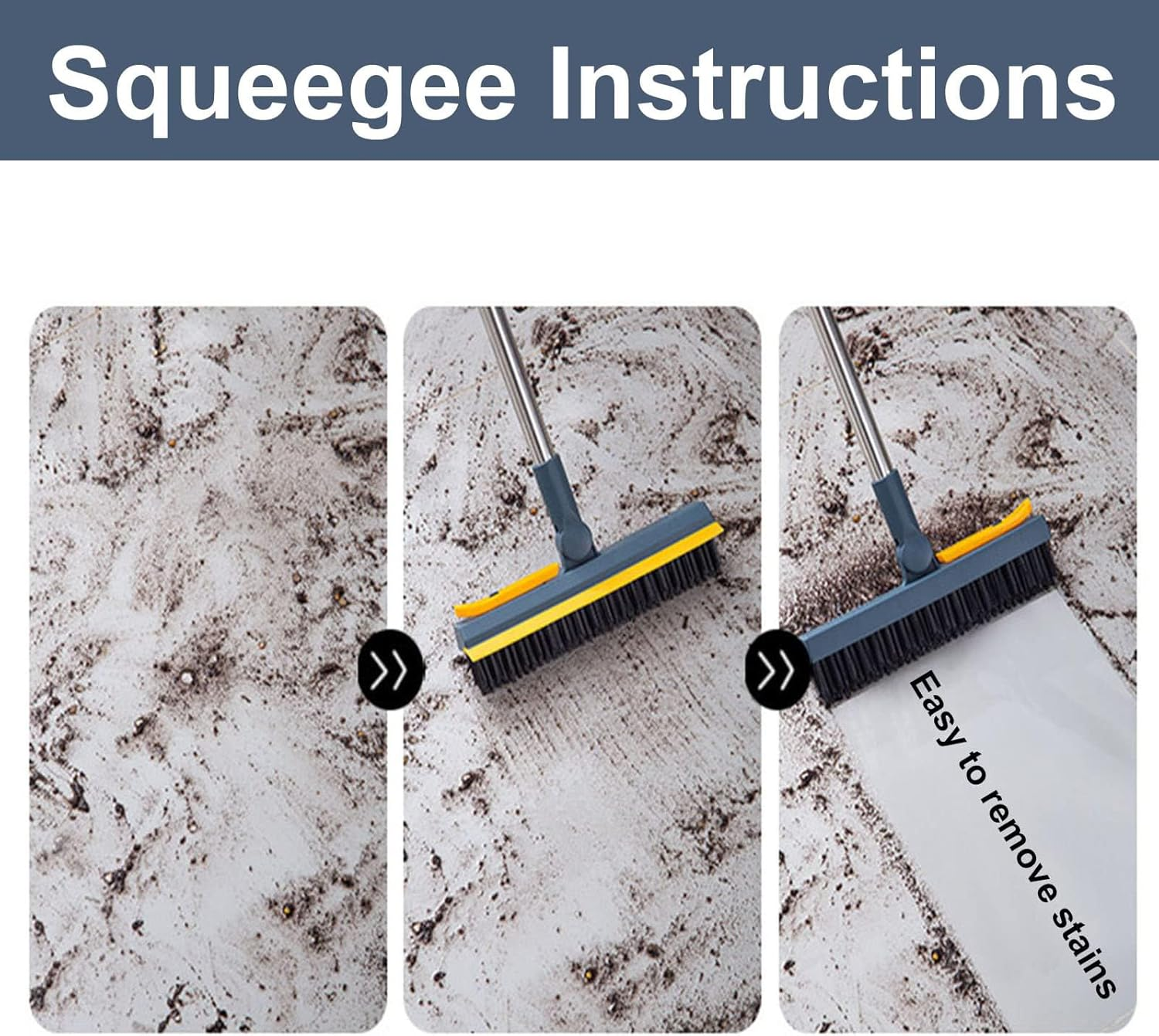 Floor Scrub Brush, 3 in 1 Swivel Grout Brush with V Shaped Corner Squeegee, Cleaning Tools for Cleaning Patio Bathroom Garage Wall Deck Kitchen Tub Tile, 44.48 Inch image number 4