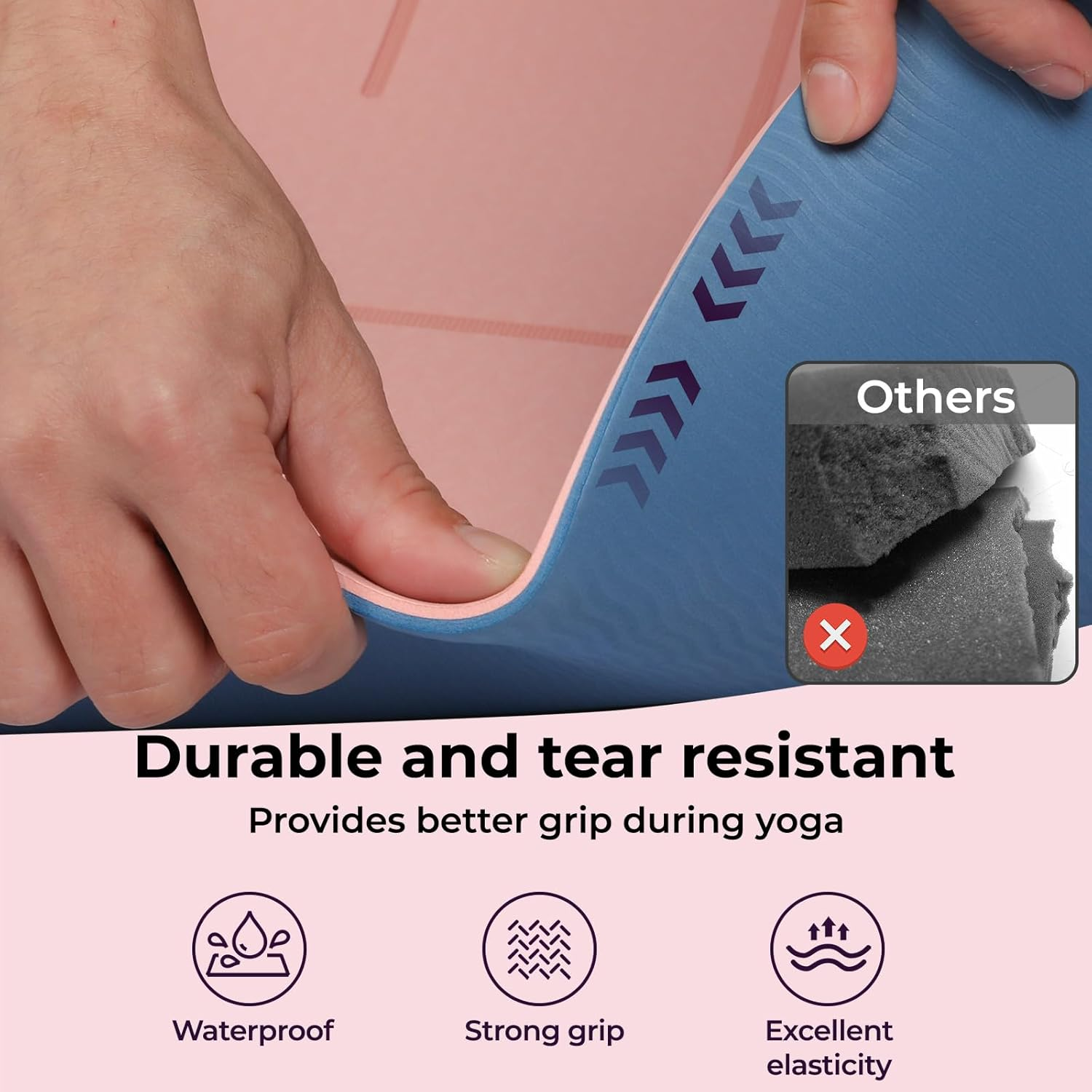 Centra Yoga Mat, Fitness Exercise Mat with Alignment Lines,Dual-Tone Yoga Mat with Carrying Strap,6Mm Thick,Anti-Slip,High Density, Gymnastics, Pilates & Floor Workouts, All-Purpose, Home image number 2