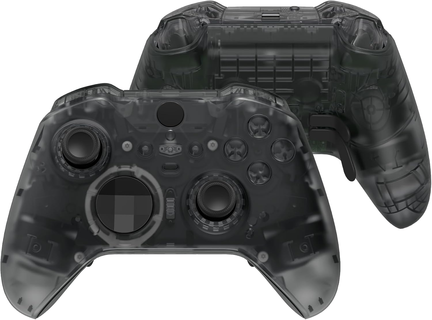 Extremerate Full Set Shell Buttons for Xbox One Elite Series 2 Controller, Clear Replacement Faceplate Back Plate Bottom Shell Case with Buttons for Xbox Elite Series 2 Core Controller - Model 1797