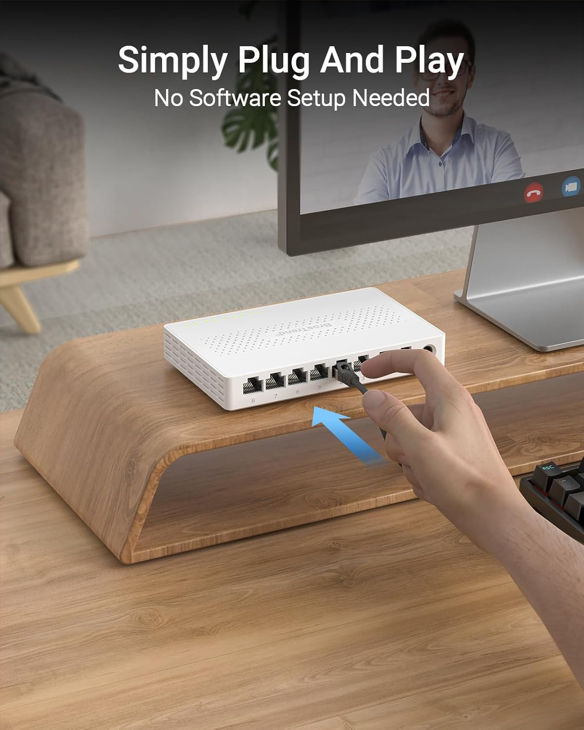 Brostrend 8-Port 2.5G Network Switch, Multi-Gigabit Unmanaged Ethernet Switch, Plug & Play 2.5GB Ethernet Splitter Ideal for Gaming & Offices NAS PC, Fanless, Desktop / Wall Mount, Lifetime Protection image number 1