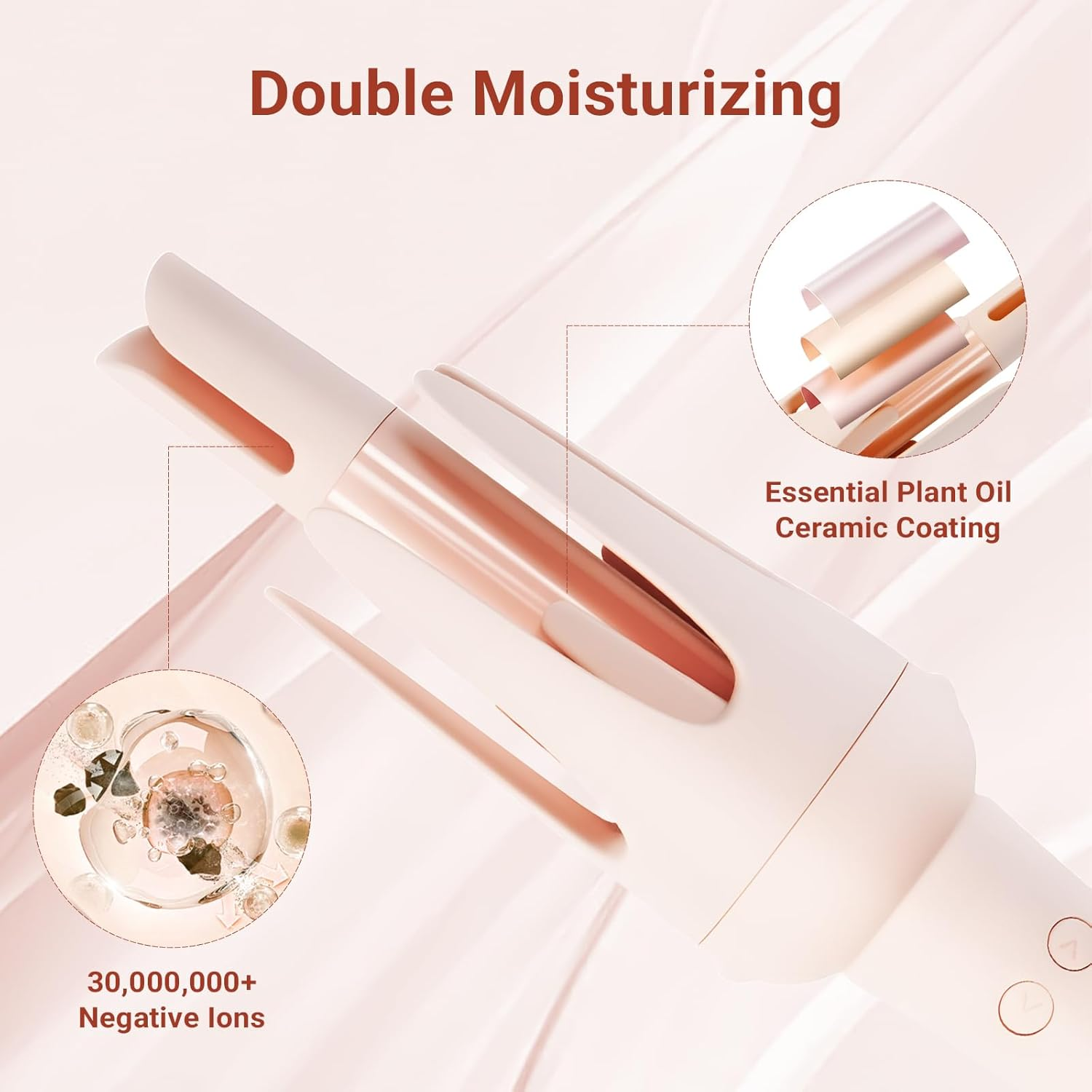 LIWEGHT 5 in 1 Automatic Curling Iron,Curling Wand Set with Hair Straightener Brush 3 Interchangeable Ceramic Wand(28/32/40Mm) and Double Barrel Waver,Instant Heat Up,With 3 Temp & Timer image number 6