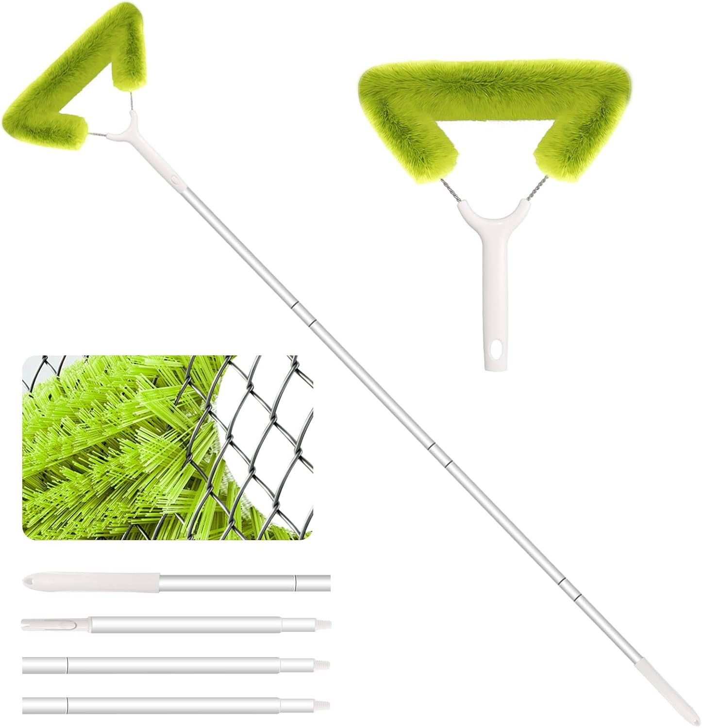 Window Screen Cleaning Brush with 62In Extension Pole, Innovative Fibre Mesh Screen Cleaner for Window Mesh, Patio Screens, Screen Doors, Pool Cage & Fence - Dry or Wet Use