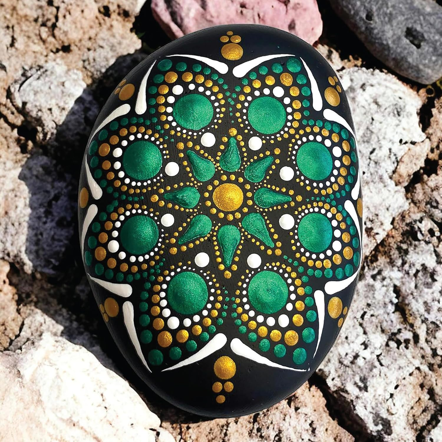 Craft Maker Paint Your Own Metallic Rocks - DIY Rock Art for Adults - Metallic Paints and Tools Included - Step-By-Step Projects - Creative Arts and Crafts