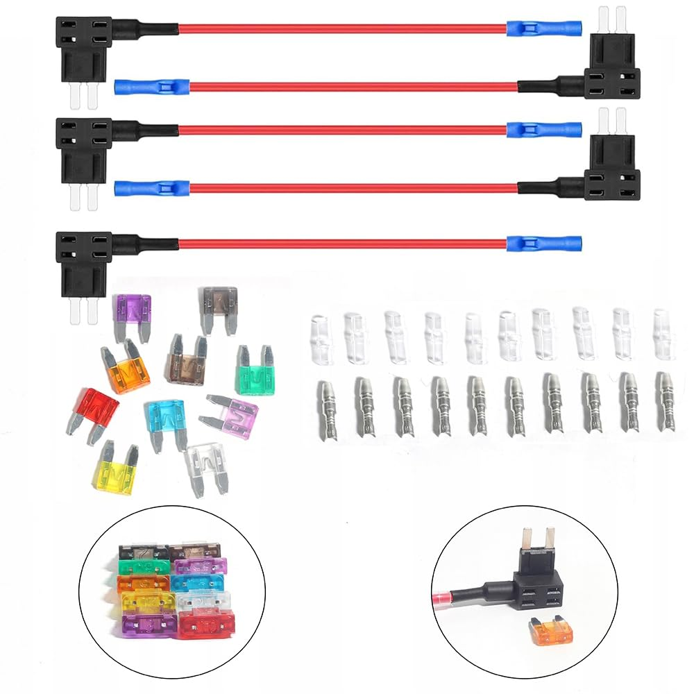 Aikoolwer 12V 5 Pack Car Fuse Assortment Kit Blade Add-A-Circuit Fuse Tap Adapter Automotive Standard LED Auto Fuses Holder Mini Marine RV Camper Boat Truck (2A 3A 5A 7.5 a 10A 15A 20A 25A 30A 35A) image number 4