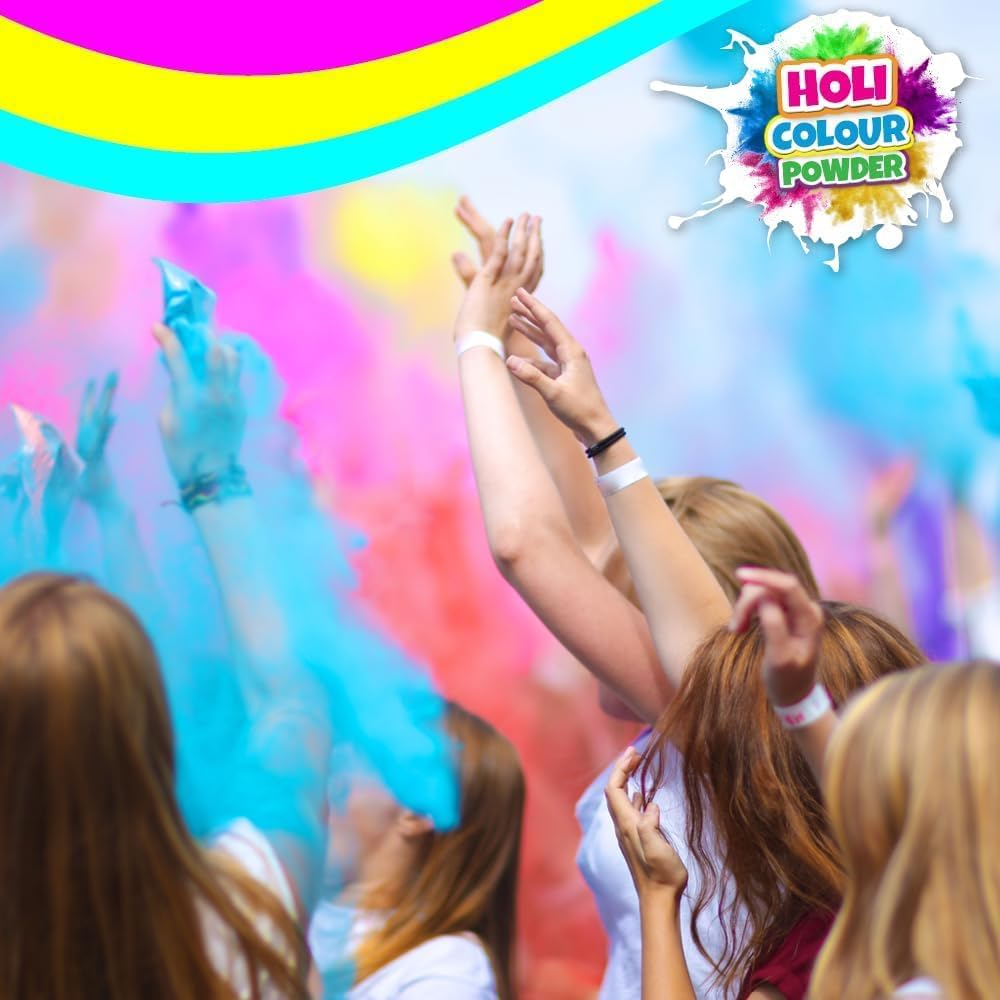 Holi Colour Powder 7Kg Bottle Pack - 14 X 500G Powder Bottles for Fun Runs, Colour Wars, Holi Festivals & Parties. Made from Natural Ingredients - Non-Toxic & Gluten-Free. image number 5