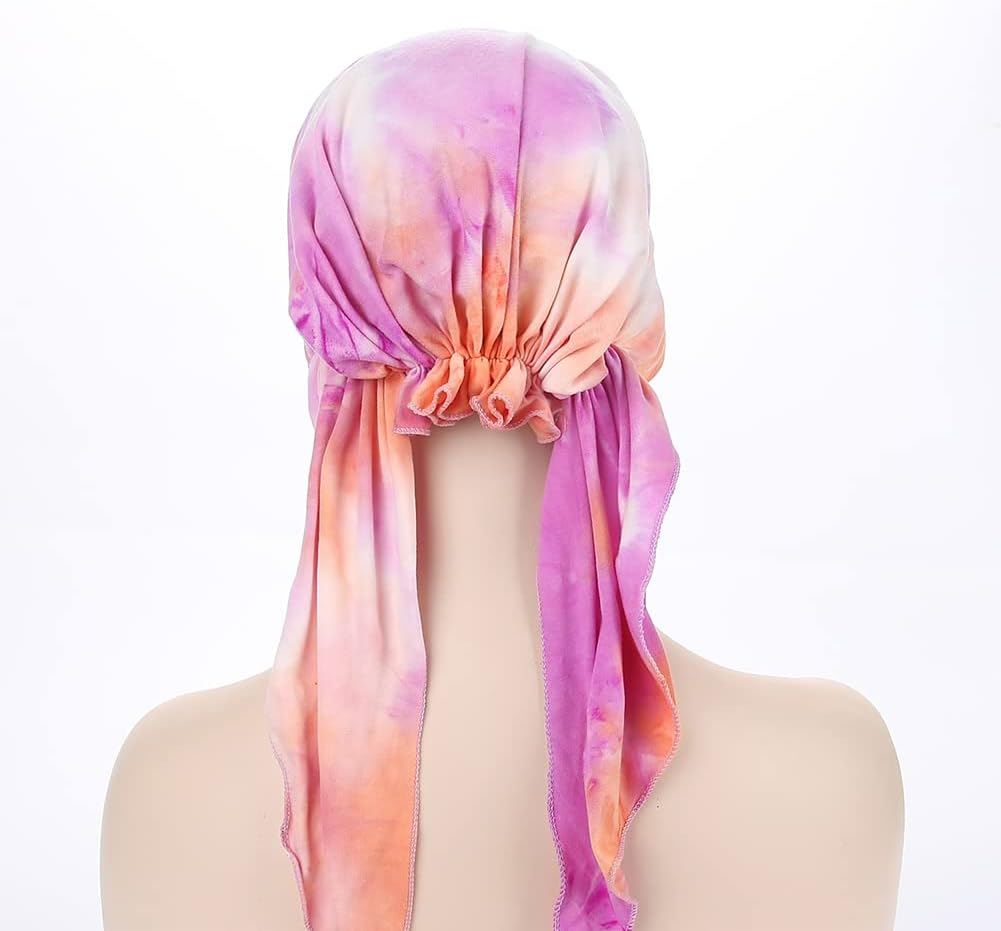 Fxhixiy Pre-Tied Bandana Turban Hat Chemo Cancer Headscarf Headwraps Headwear for Women Hair Cover Hat image number 6