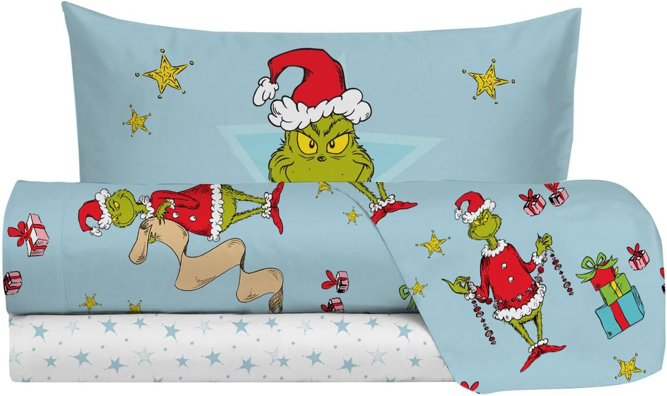 Hermet Grinch Single Bed Sheet Set, 100% Cotton, Single Bed Set, Top Sheet + Fitted Sheet + Pillowcase image number 1
