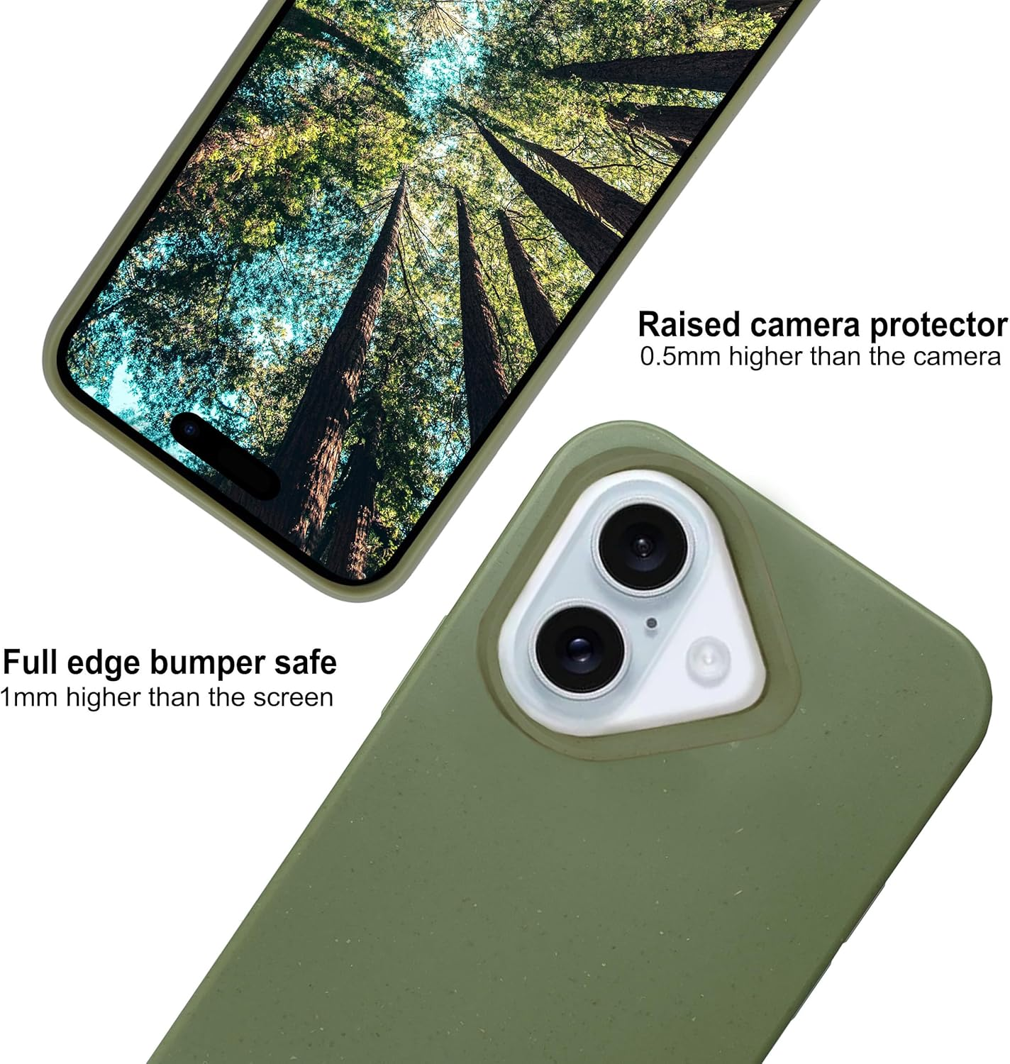 Eplanita Eco Mobile Phone Case for Iphone 16, Biodegradable Plant Fibre and Soft TPU, Drop Protection Cover, Eco Friendly Zero Waste (Khaki, for Iphone 16) image number 4
