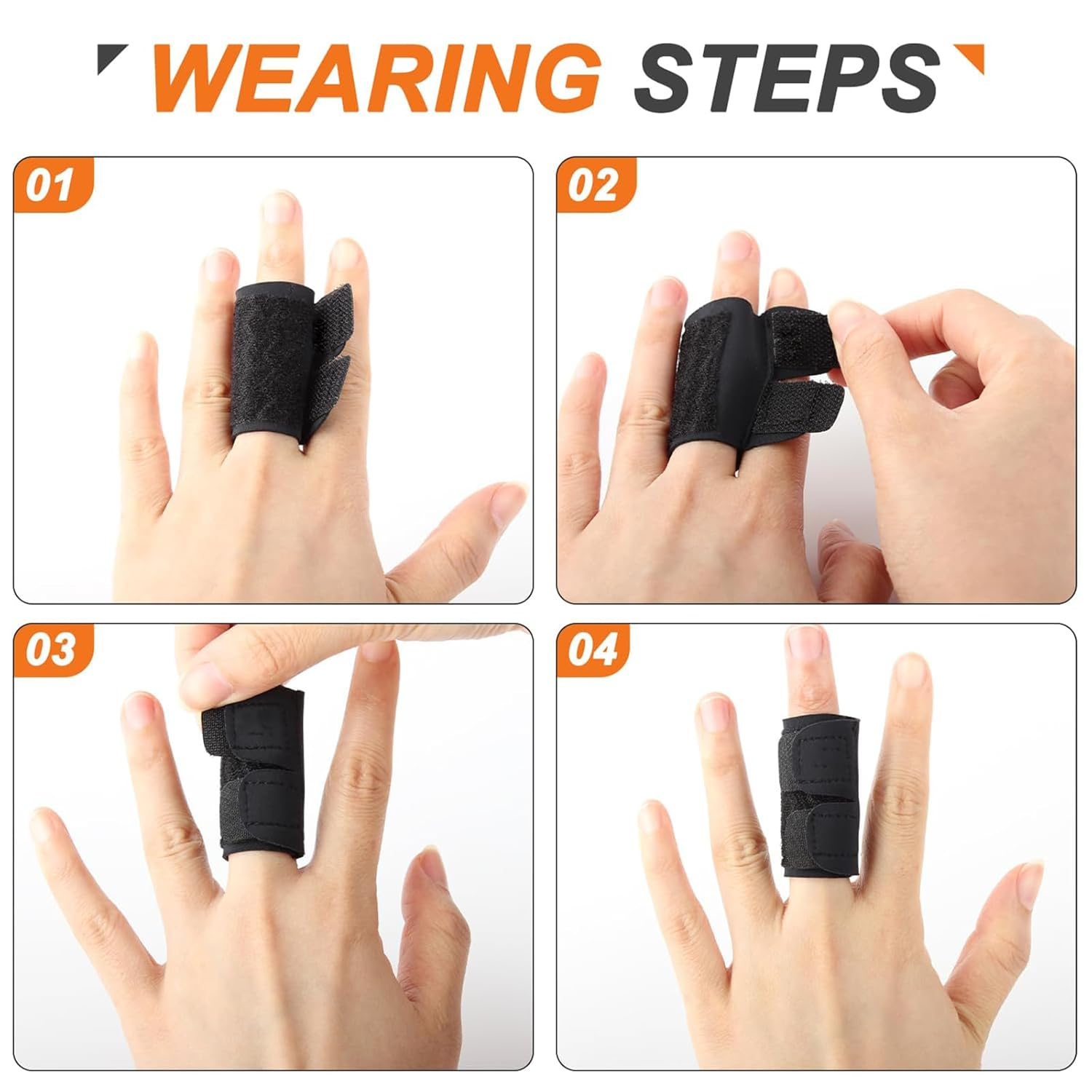 Reusable Finger Sleeves Protectors (2PCS) &ndash; Double Finger Splints, Adjustable & Breathable Compression Brace for Basketball, Tennis, Badminton, Volleyball & Sports image number 2