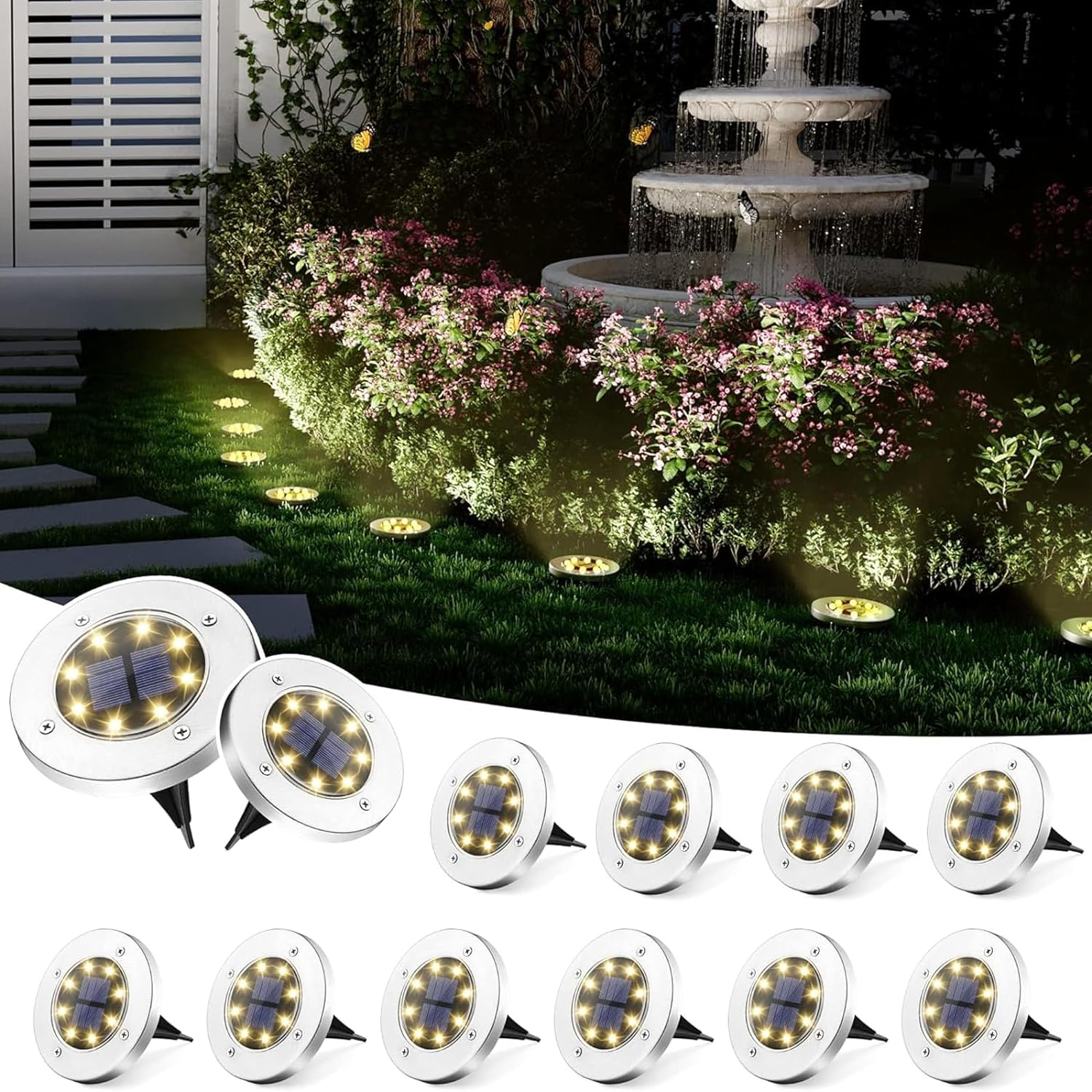 12 Pack Spots Solar Glow for Outdoor, Moisture-Resistant Soft Lighting Accents for Garden and Landscape Use-Warm Light