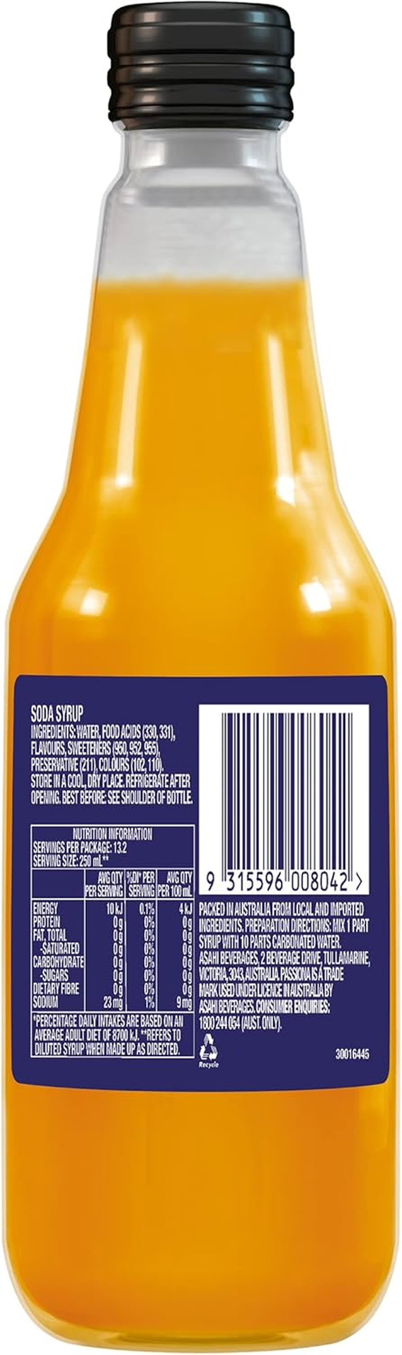 300ML X 12 GLS PASSIONA ZS SODA SYRUP image number 1