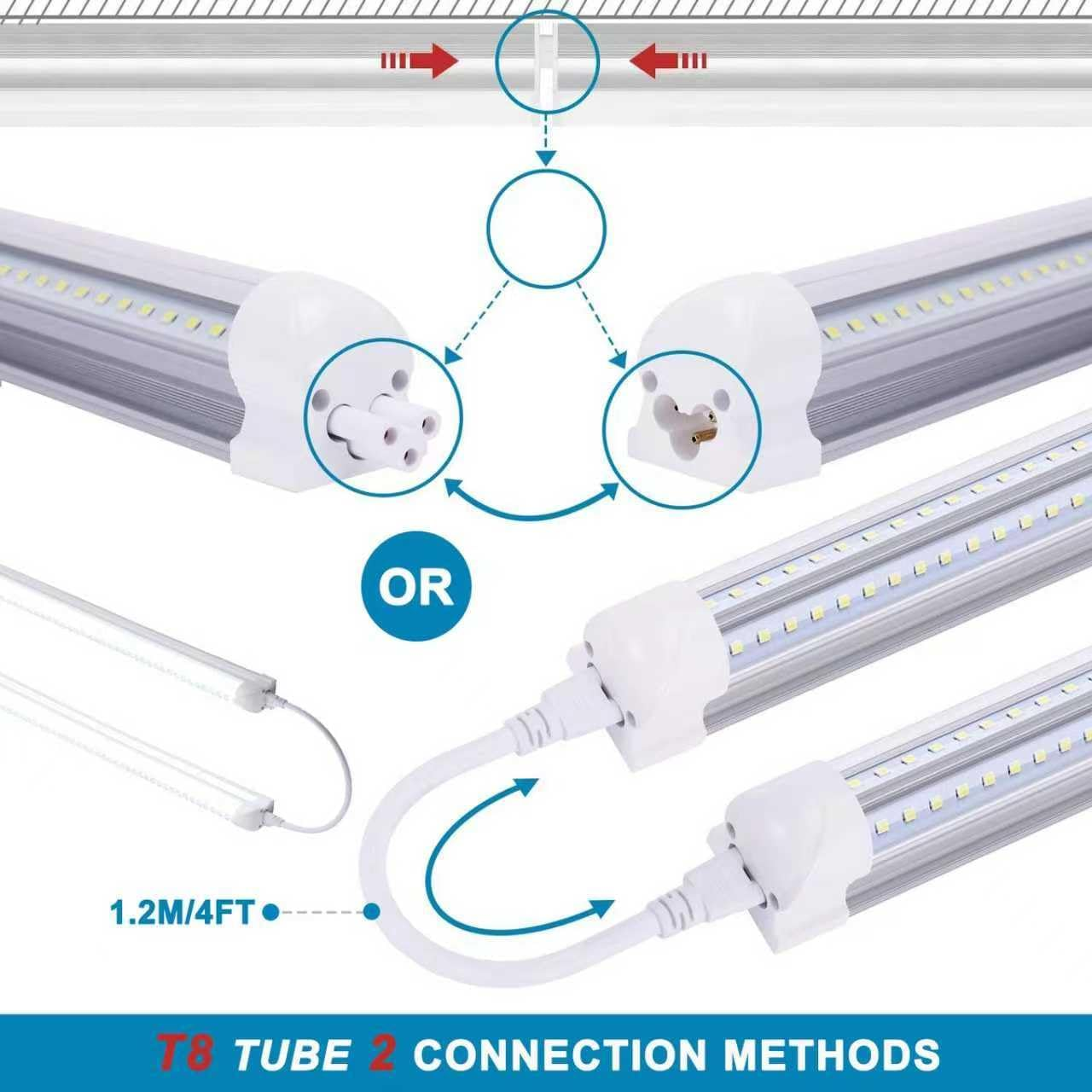 1.2M LED Shop Light Fixture, 36W 6500K 4500LM LED Tube Light, T8 V-Shaped LED Bulb Light, Linkable Shop Light, LED Garage Light with Built-In On/Off Switch, Plug & Play, Clear Cover, 6 Pack image number 6