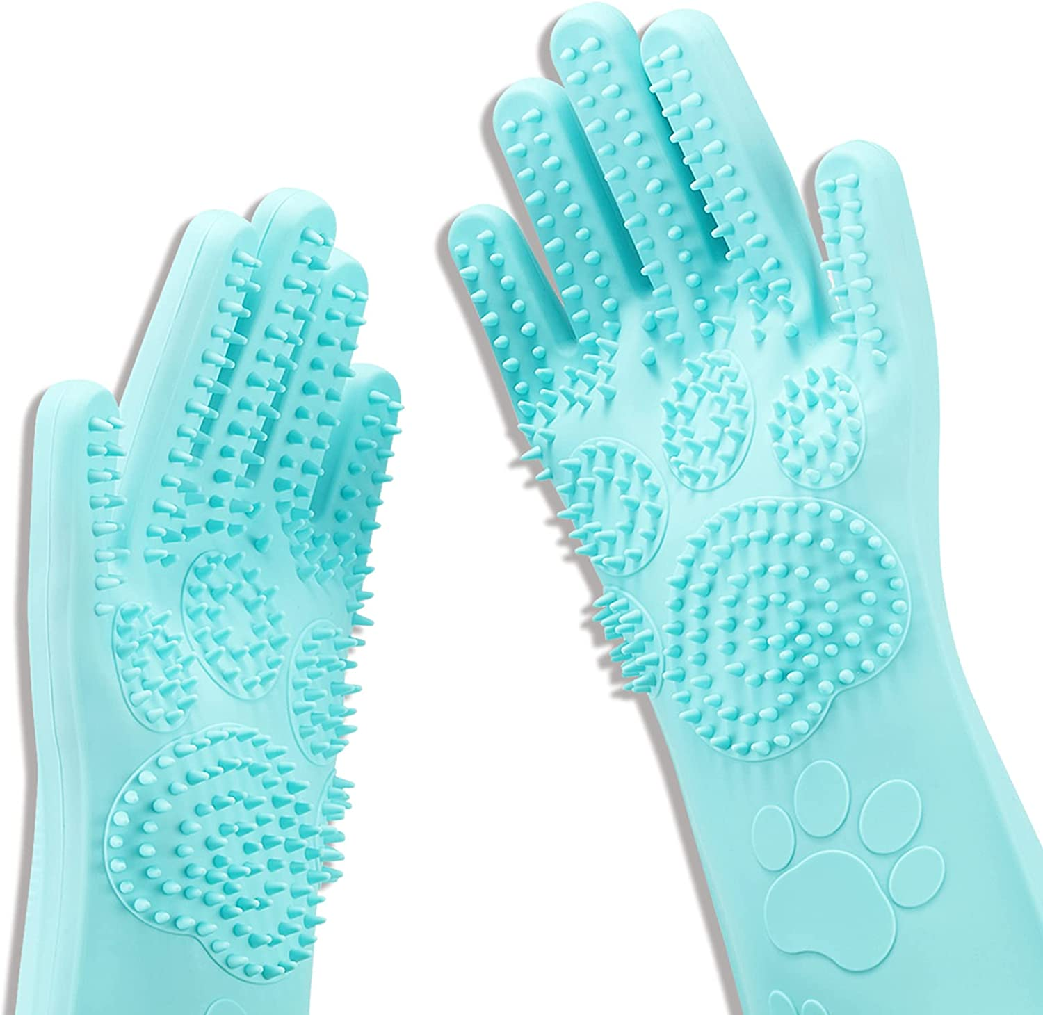 Srtood Pet Grooming Magic Gloves, Dog Cat Bathing Shampoo Brush, Silicone Hair Removal Gloves with Thick High Density Teeth for Bathing and Messaging, Double-Side Scrubbing Gloves for Shedding image number 3