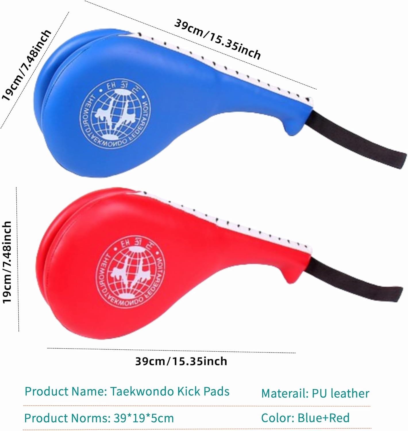 2 Pack Taekwondo Kick Pads,Karate Training Striking Pads,Durable Striking Pad Target TKD Karate Martial Arts Strike Targets Kickboxing Training（Red+Blue） image number 1