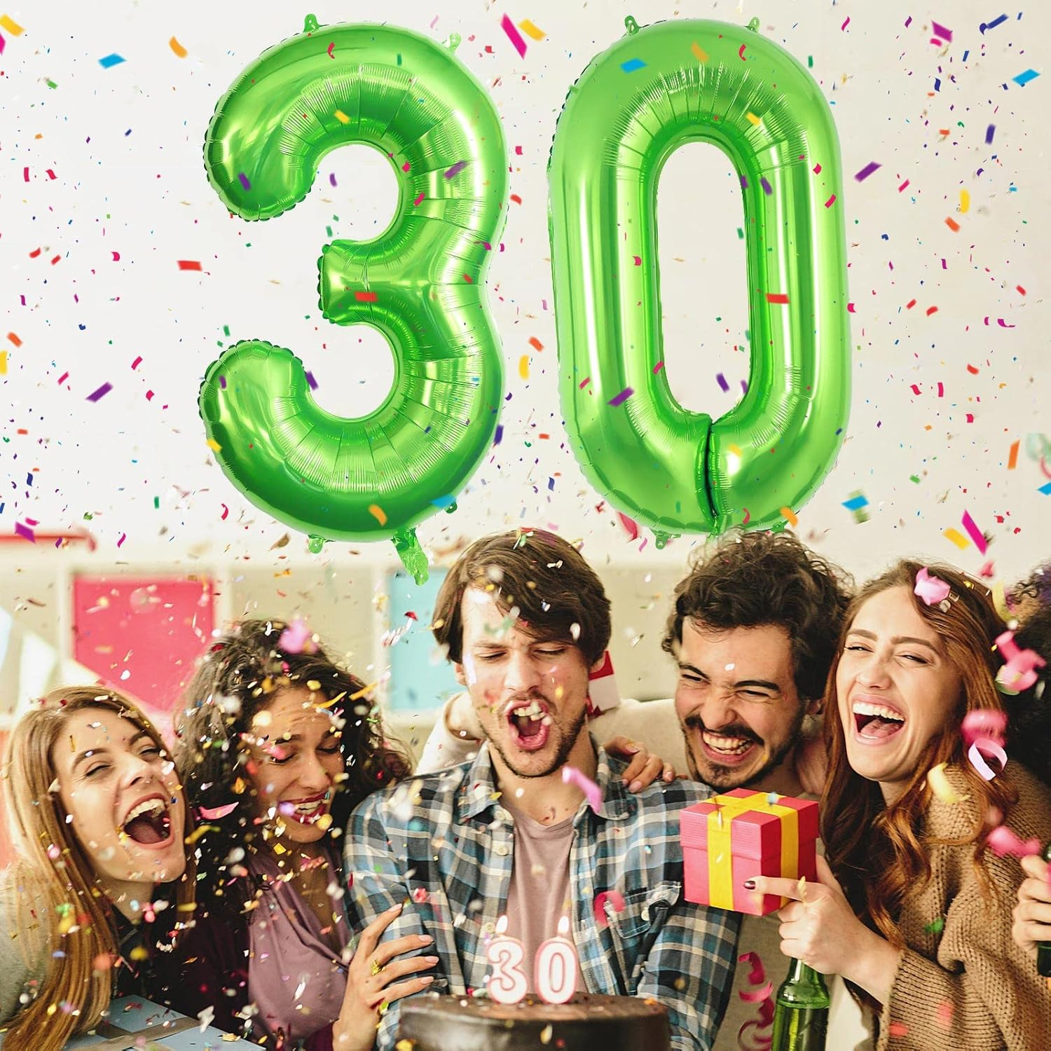 40 Inch Green 30 Number Balloons, Jumbo Foil Balloons for 30Th Birthday Party Decorations Supplies / 30Th Anniversary Event - Blue image number 3