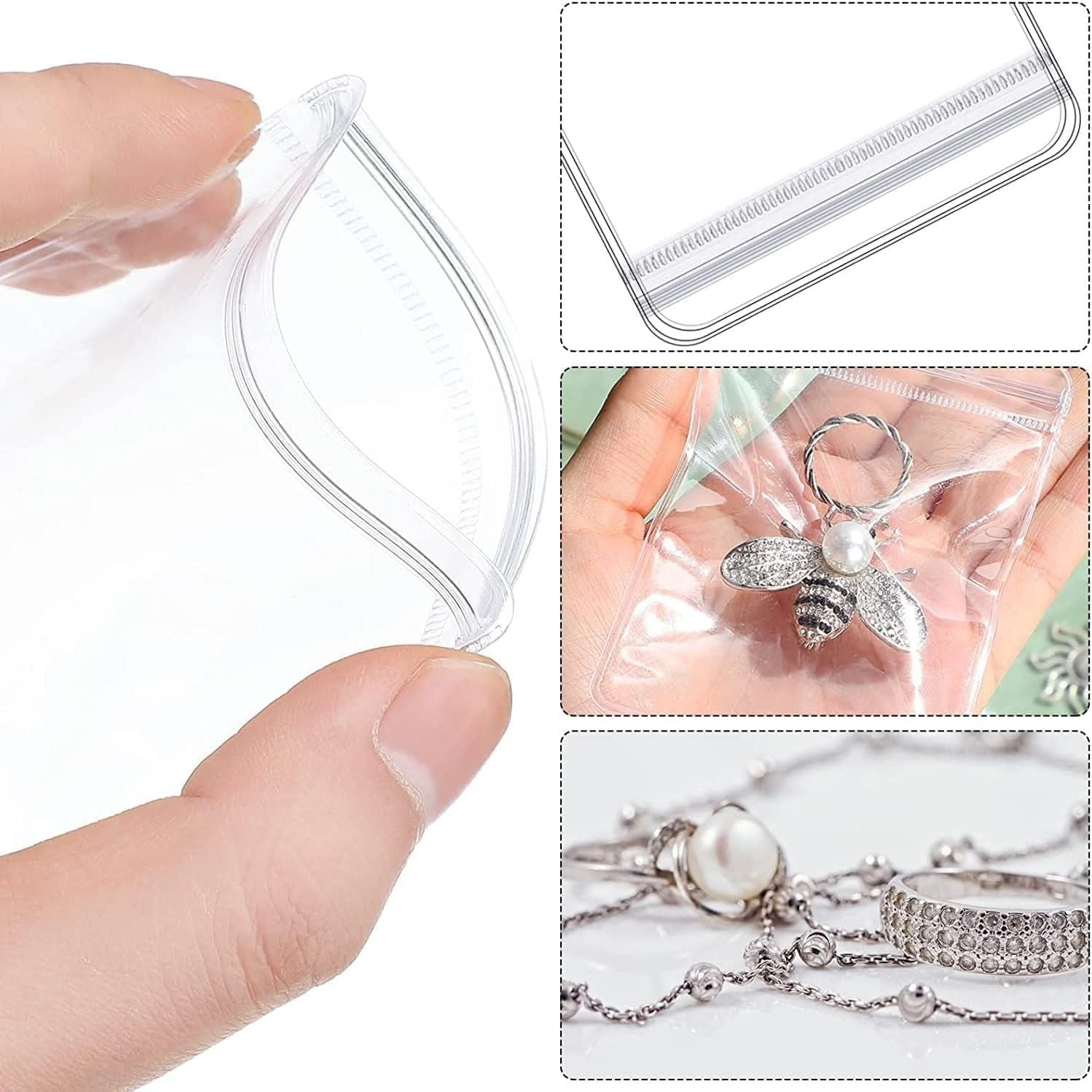 GSXRB Small PVC Jewelry Bags - Pouch Packaging for Rings & Earrings (100PCS, 2.36 * 3.15IN) image number 2