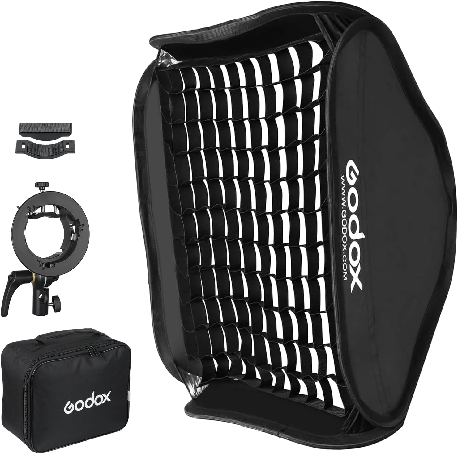 Godox S2 S-Type Flash Bracket and 80Cm Softbox Kit - Bowens Mount with Grid and Portable Bag for Studio Flash V1, Ad200Pro, V860II, TT685, TT350, Ad400Pro image number 1