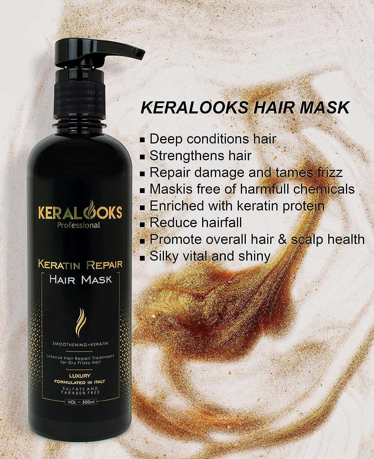 Keralooks Professional&reg; Smoothing plus Keratin Hair Mask for Dry and Frizzy Damaged Hair. (500 Ml) image number 2