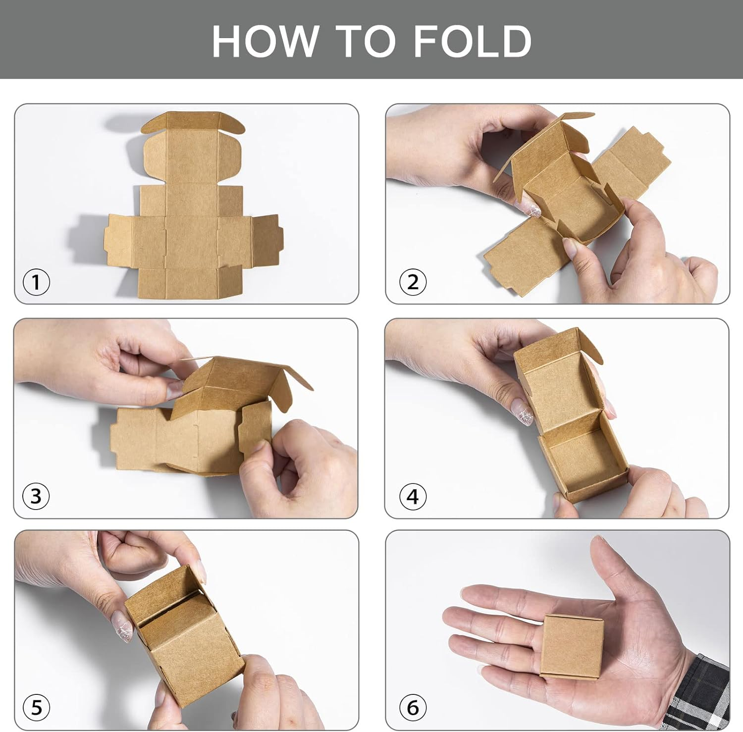 Sdootjewelry Small Gift Boxes 100 Pack, Kraft Gift Boxes Bulk 1.57&rsquo;&rsquo; &times; 1.57&rsquo;&rsquo; &times; 0.98&rsquo;&rsquo;, Ring Boxes Bulk, Small Cardboard Boxes for Jewelry Packaging, Brown - Black image number 6