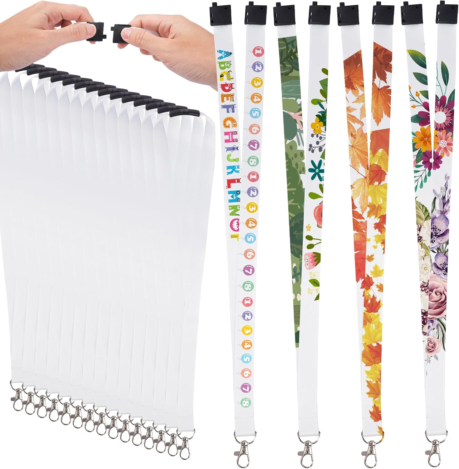 RYKOMO 15 Pieces Sublimation Blank Lanyards White Sublimation Lanyards Neck Lanyards with Badge Holder DIY Sublimation Lanyards with Detachable Buckles Heat Transfer Lanyards for Keychain Card Name image number 4
