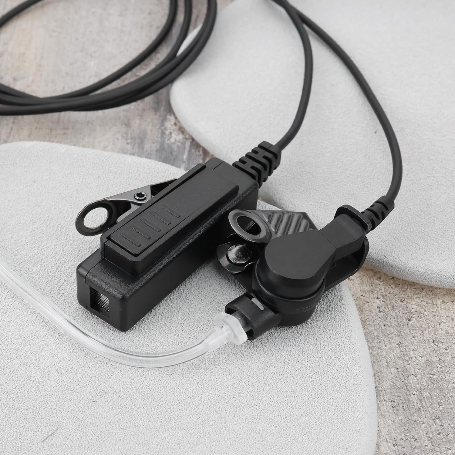 Emsea 1Pc Walkie Talkie Earpiece 2Pin Covert Acoustic Tube Earpiece with PTT Mic Compatible with Kenwood TK-3501 TK-3201 Compatible with Baofeng UV-5R BF-888S 80Cm image number 4