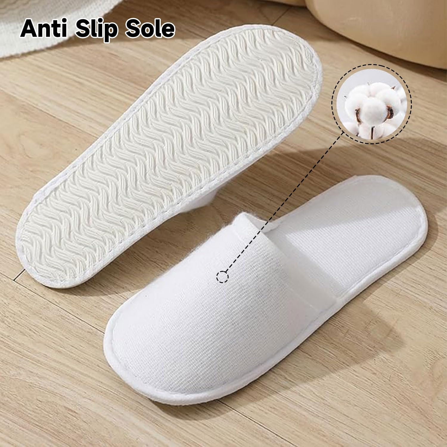 UNIHOC Hotel Slippers, Disposable Shoes, Guest Slippers Set, 4 Pairs of Terry Slippers, Disposable Slippers, Slippers for Men and Women, Universal Size (EU 37-43) image number 2