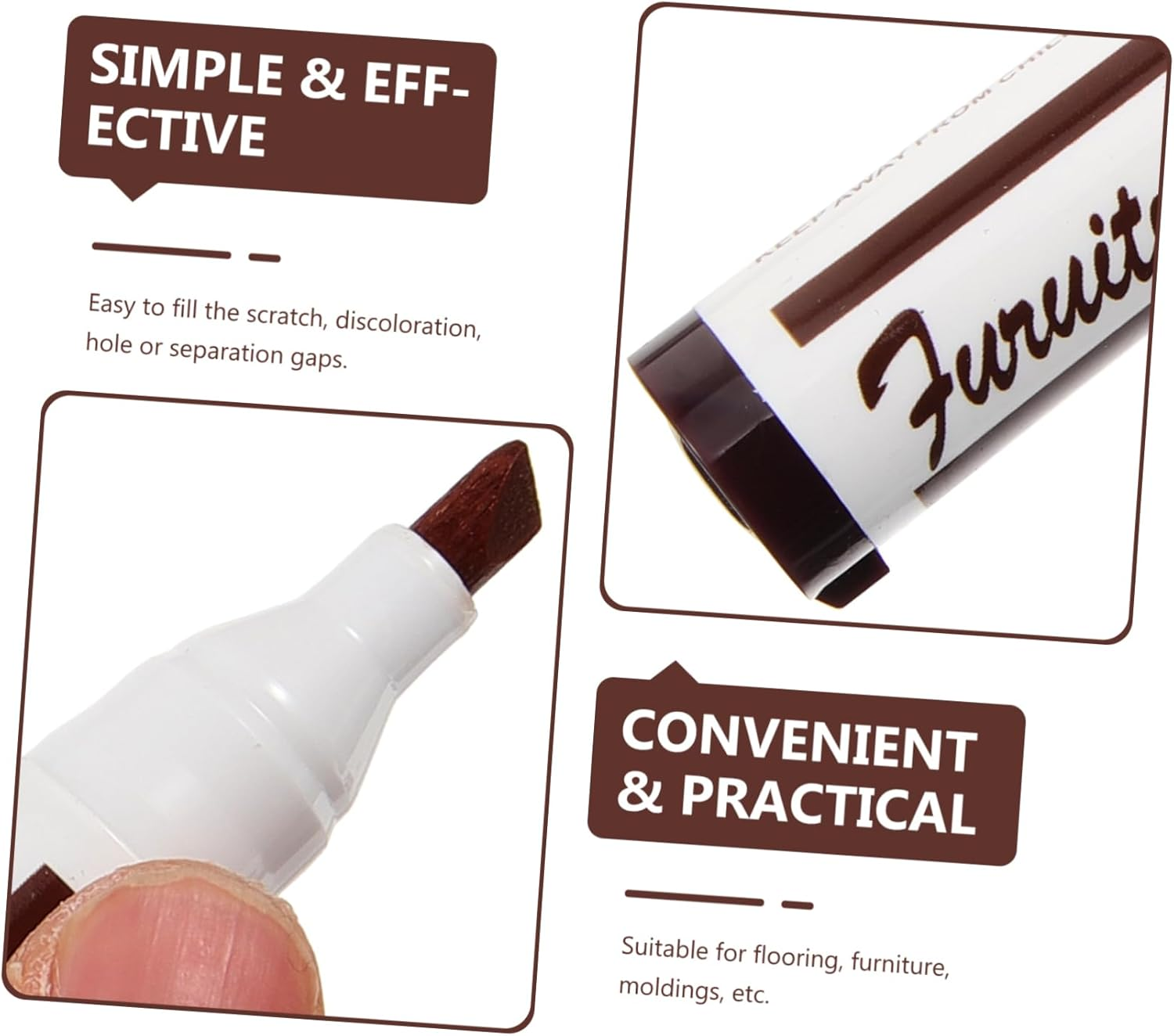 Ipetboom Furniture Repair Pen Portable Touch-Up Markers for Wood Furniture Floor Scratch Repair Kit Home Supplies