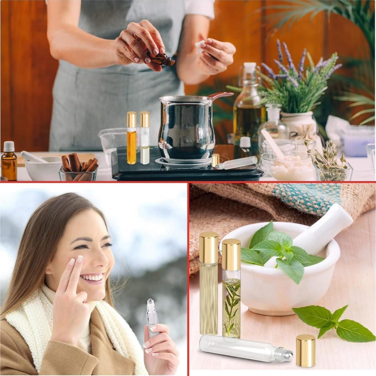 Kastetards 12PCS Clear Glass Roller Bottles with Stainless Steel Roller Balls,10Ml Empty Refillable Roll-On Bottles with Lids,Essential Oils, Perfume Bottles (With 1 Bottle Opener and 2 Droppers) image number 2