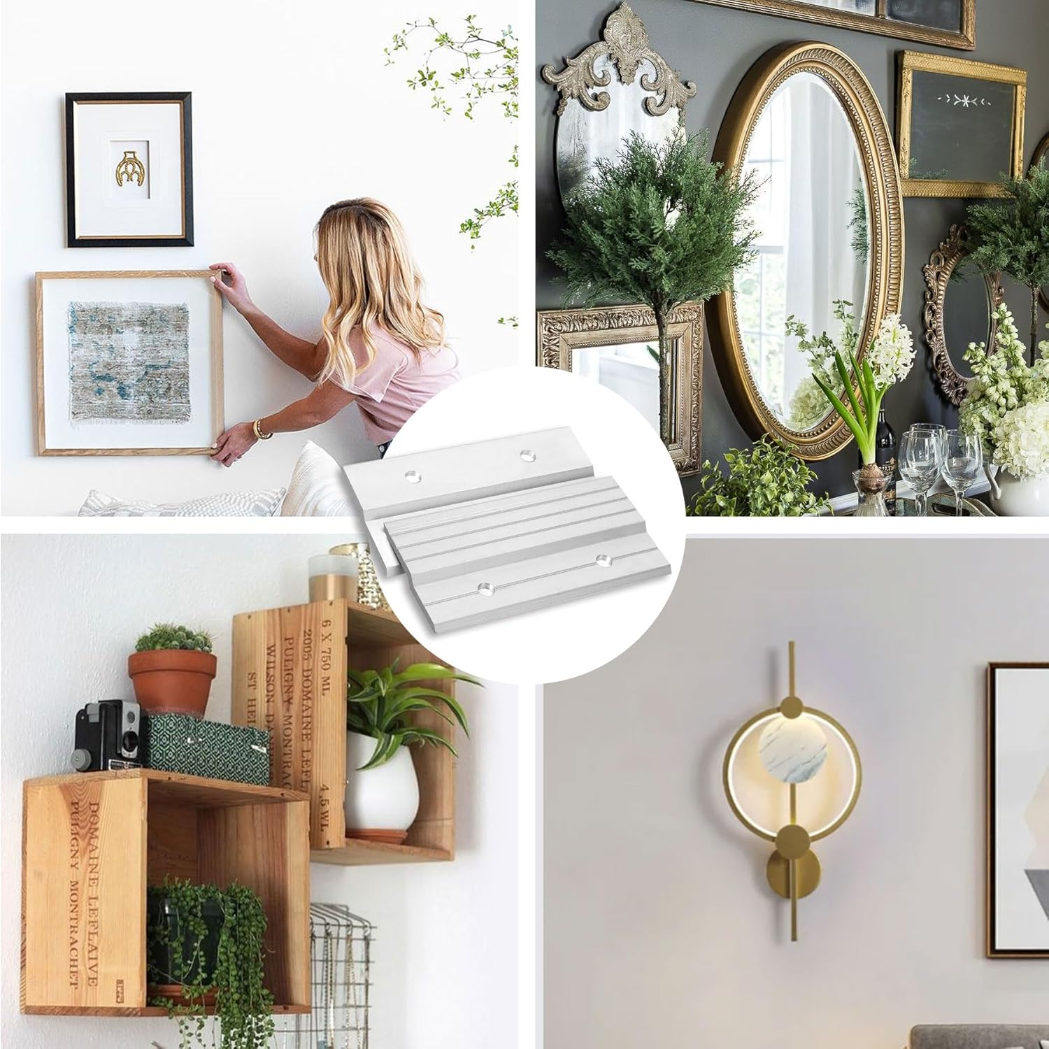 French Cleat Picture Hanger 4" Aluminum Z Clips Interlocking Wall Mounting Bracket Hardware Kit for Hanging Mirrors, Panels, Shelf ,Headboards, Artwork, Cabinet, Whiteboard, Art Frames (5 Pairs) image number 3