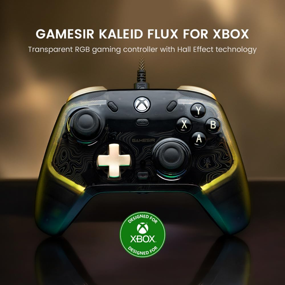 Gamesir Kaleid Flux Enhanced Wired Controller for Xbox, RGB Lighting and Hall Effect Joystick, Compatible with Xbox Series X|S, Xbox One, Windows 10/11 PC - Officially Licensed