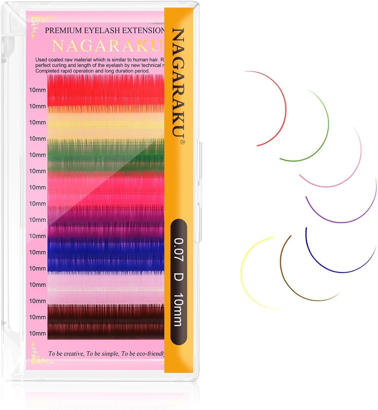 NAGARAKU Colored Eyelash Extensions 8 Colors Rainbow 0.07Mm D Curl 10Mm Purple Blue Pink Brown Individual Lashes Soft Natural Professional Salon Supplies image number 6