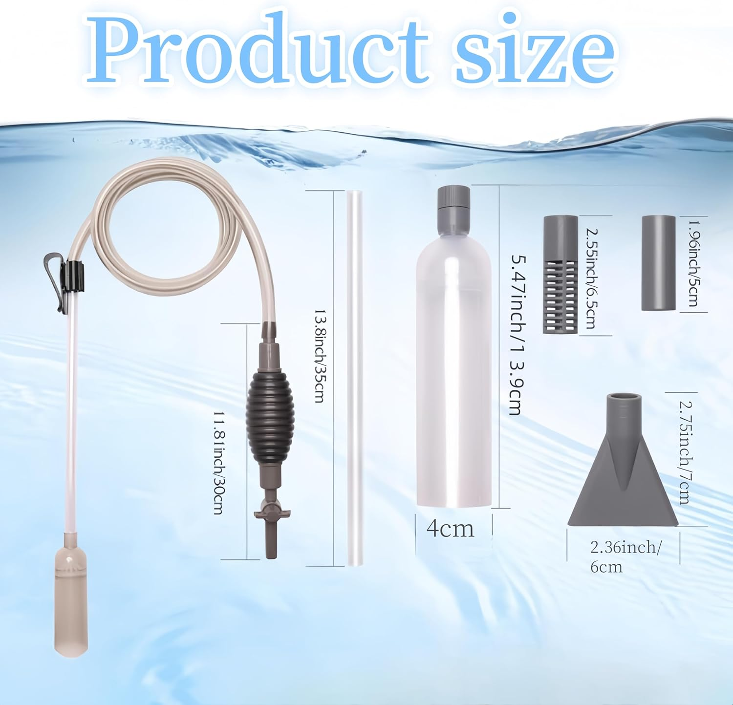 Fish Tank Gravel Cleaner, Aquarium Gravel Cleaner, 3.0M Water Changer Vacuum Cleaning Tools Siphon Universal Quick Pump Aquarium Water Changing Sand Cleaner for Aquarium Water Filter image number 5