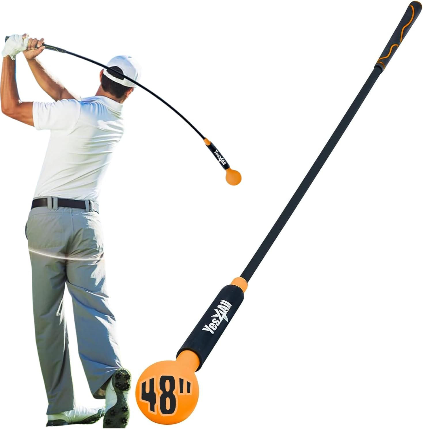 Yes4All 48 Inches Golf Swing Trainer Aid Great for Improving Rhythm, Flexibility, Balance, Tempo, Strength, Range of Motion and Warm Up