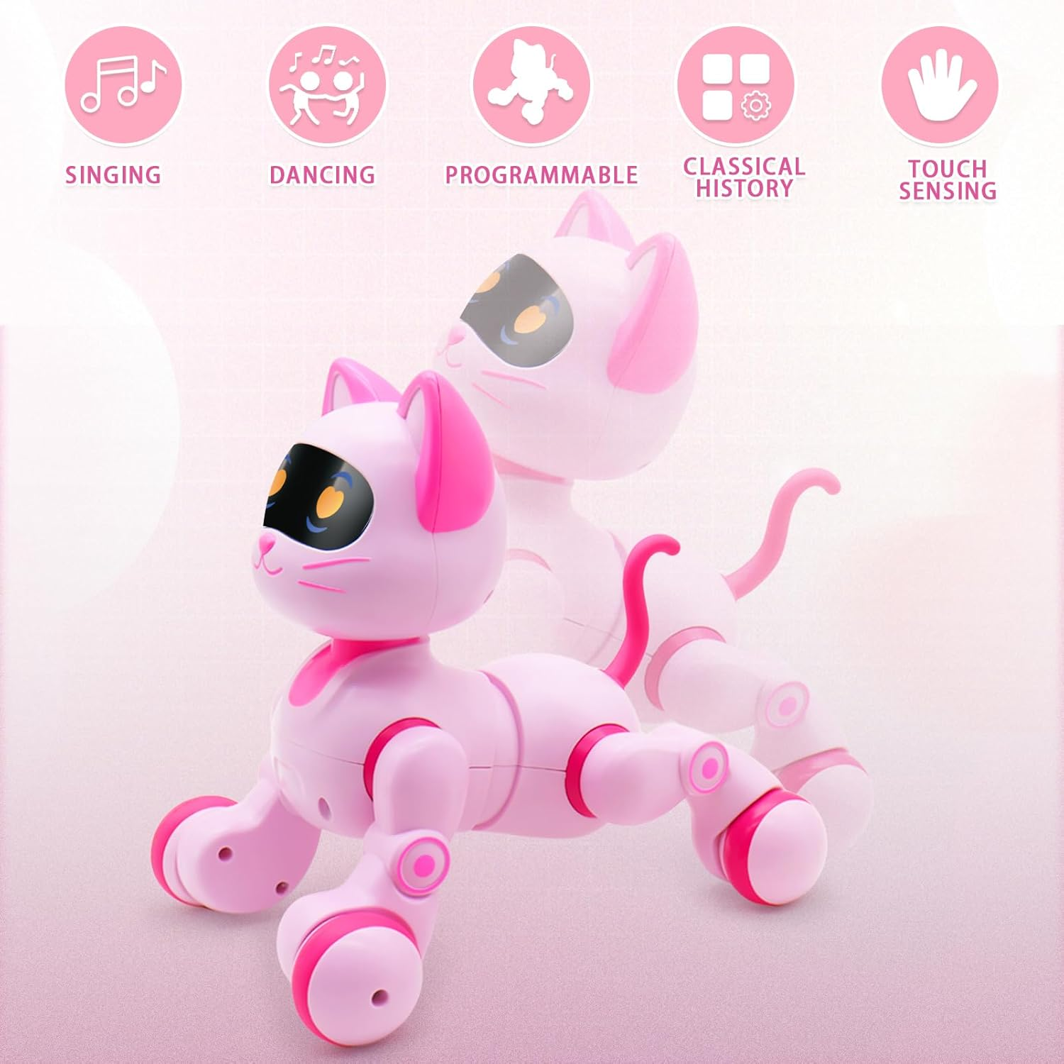 Remote Control Robot Cat Toy - RC Robotic Cat for Kids, Interactive Programmable Smart Robot Pet with Light, Sound, Touch Sensing, LED Eyes, Dance & Music, Robot Toy for Kids Boys & Girls image number 2