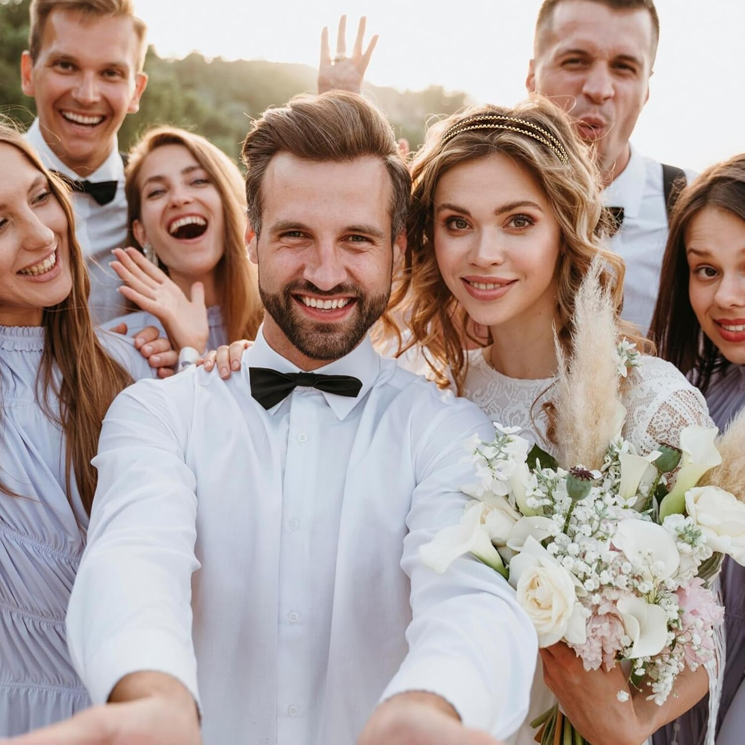 4 Pcs Gold Rhinestones Headbands for Women Bridal Headband Crystal Flower Prom Headpiece Flower Leaf Tiara Crown Head Band Wedding Hair Accessories for Ladies Festival Gifts 5.51&times; 4.52 Inch