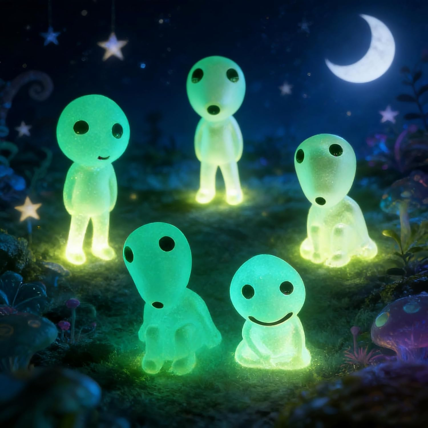 Ponjowl 5 Pcs Luminous Tree Elves Spirit Gardening Potted Decoration Micro Landscape Figures Ornament Fluorescent Green image number 6