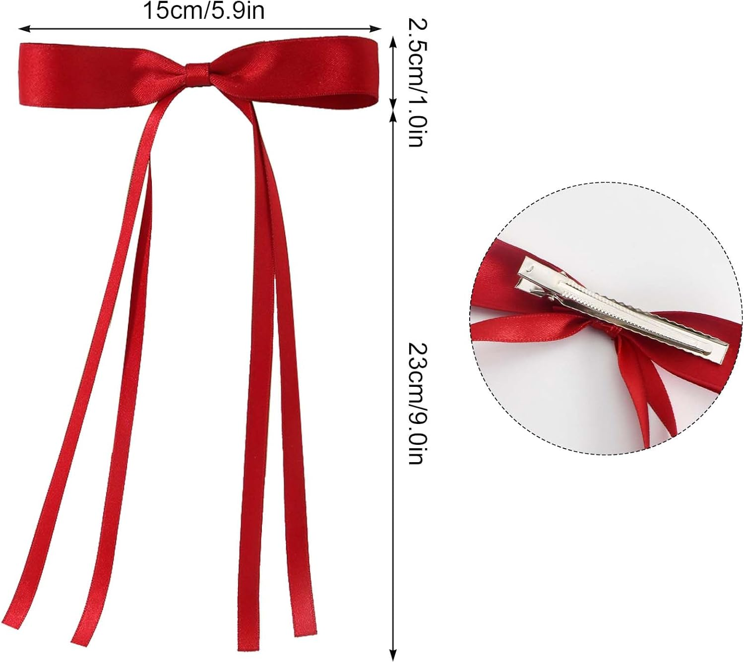 Hair Clips with Tassels Ribbon 4 Pcs Hair Bow Hair Clips Bows Clips for Girls Satin Hair Bows Girls Hair Tie Bow Hair Barrettes for Women Girls Hair Decorative Accessories Hairstyle image number 1