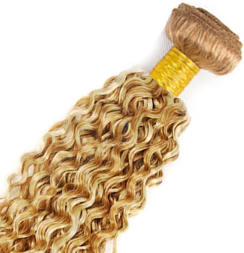 28 Inch Curly Curly Human Hair Bundles P27/613 Wet and Wavy Human Hair Bundles 613 Two Tone Bundles Blonde Mixed Honey Blonde Human Hair Weave image number 3