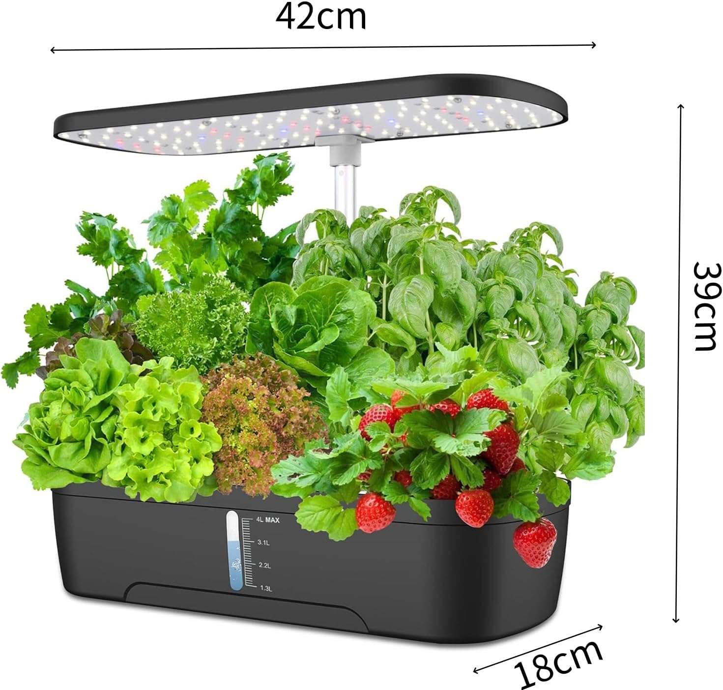 Hydroponics Growing System, Automatic Timer, Smart Indoor Garden Starter Kit with LED Grow Light, Height Adjustable, Garden Plant Germination Kit,Black image number 1