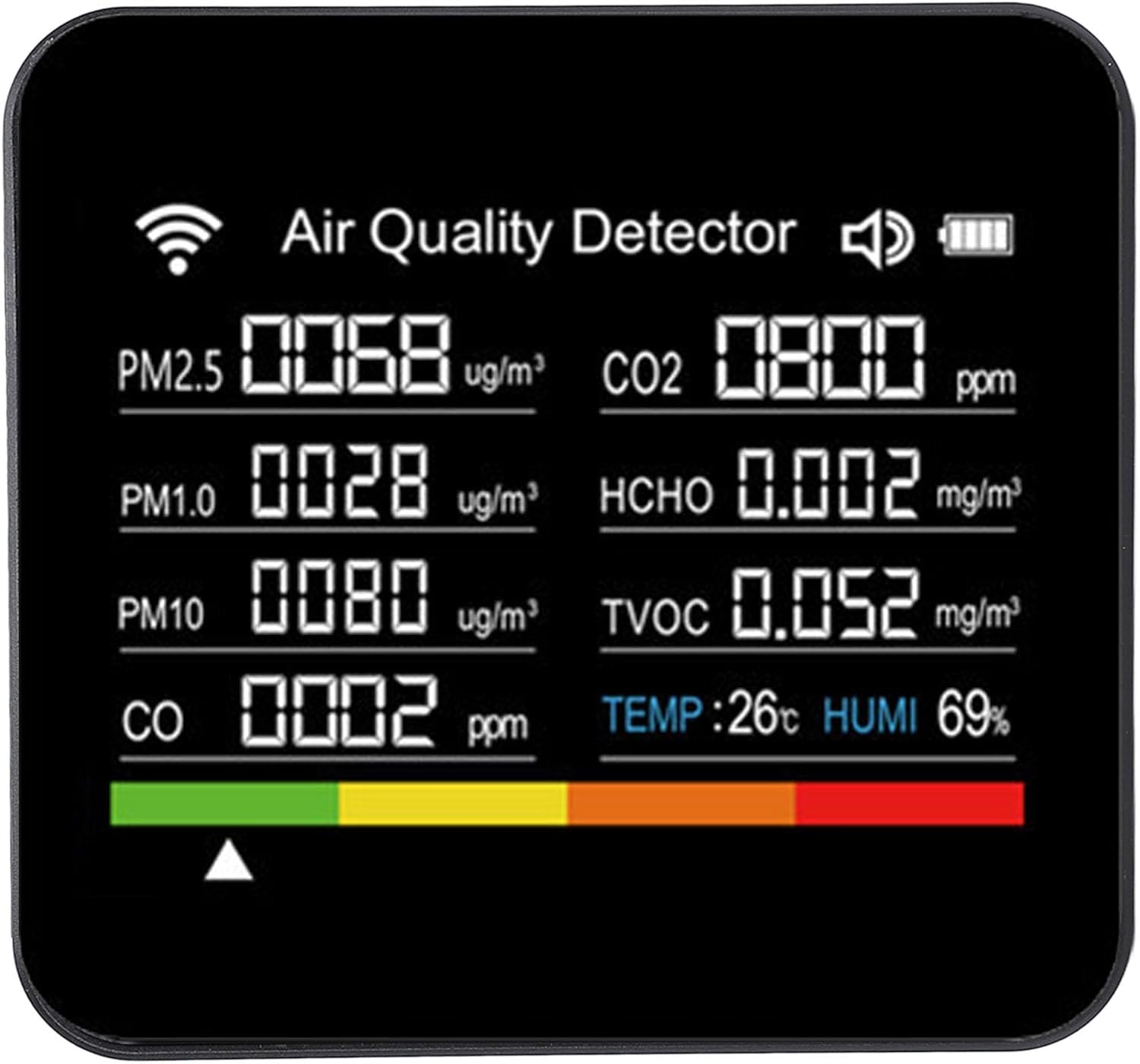 Smart 14-In-1 Indoor Air Quality Meter for APP, Compact Wifi HCHO PM2.5 VOC Detector for Home Office Travel, ABS Material