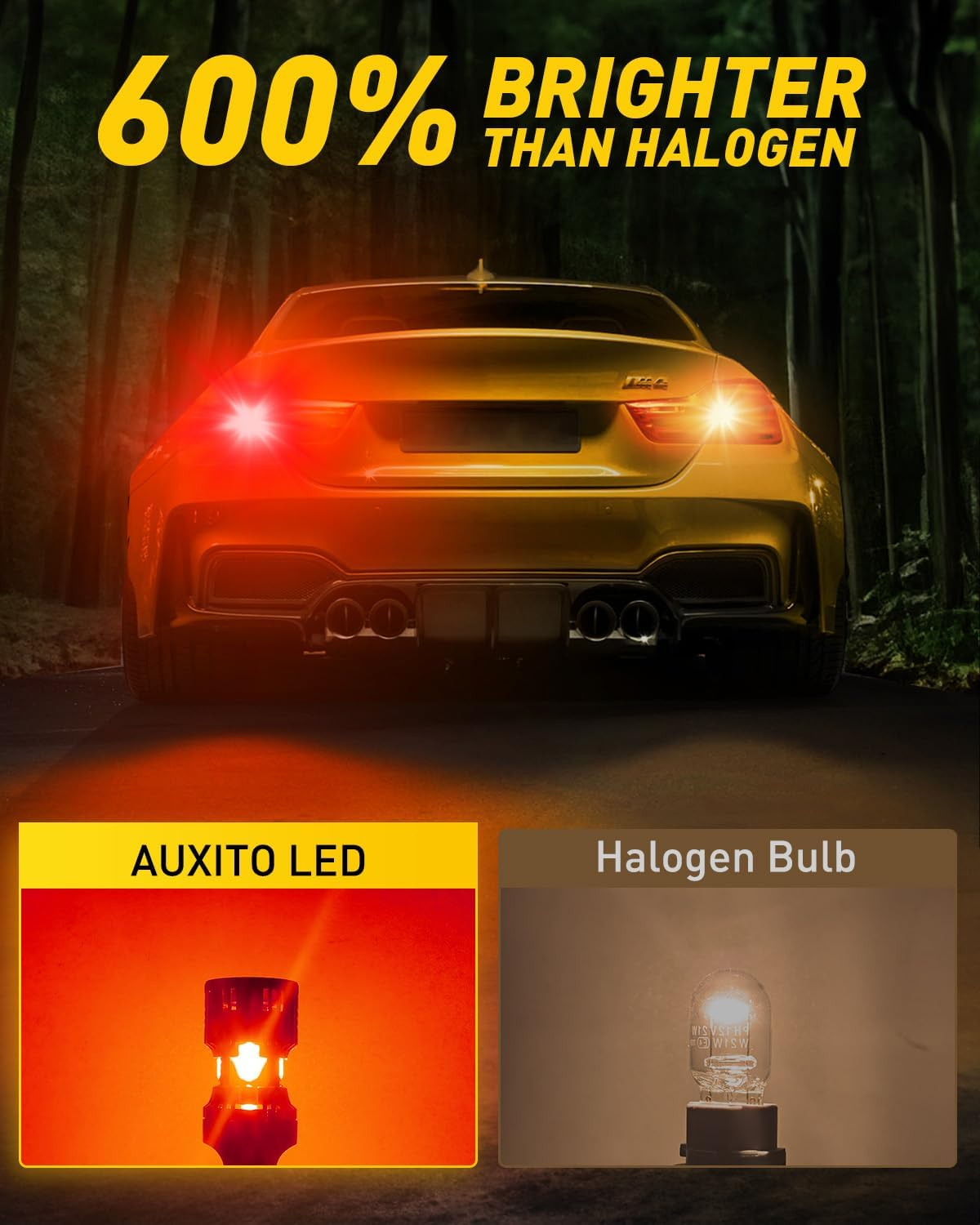 AUXITO CANBUS 3157/3156 LED Bulbs Red with Built-In Resistor 3056 3057 3457R 4057 4156 4157 anti Hyper Flash Error Free Brake Lights, Tail Lights, Stop Lights,B Pack of 2 image number 1