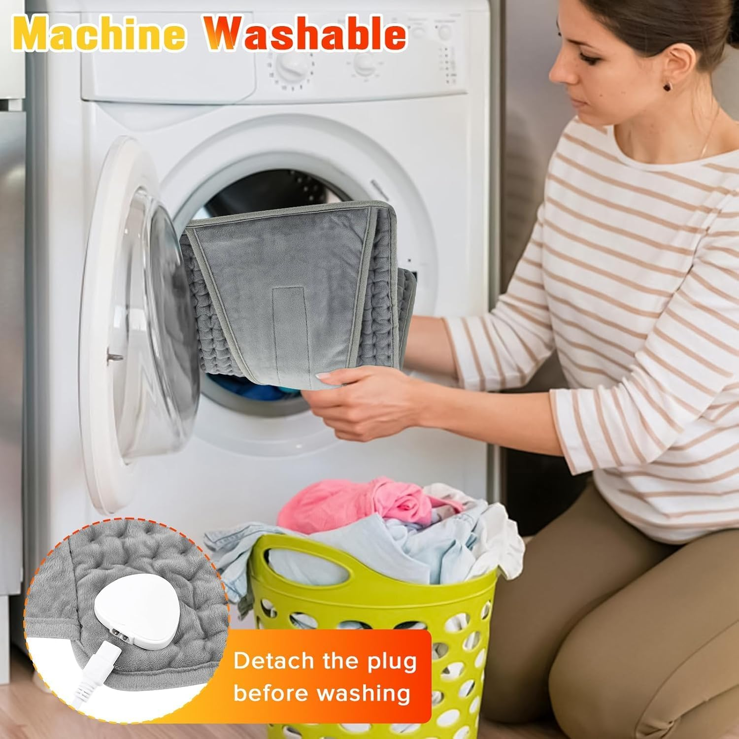 Yakiter Heating Pad for Back Pain, 30X125Cm Heating Pad with 9 Heating Levels and 4 Timer Auto Off, Fast Heating，For Cramps Neck Abdominal Shoulder, Machine Washable - Purple-60*30 image number 1