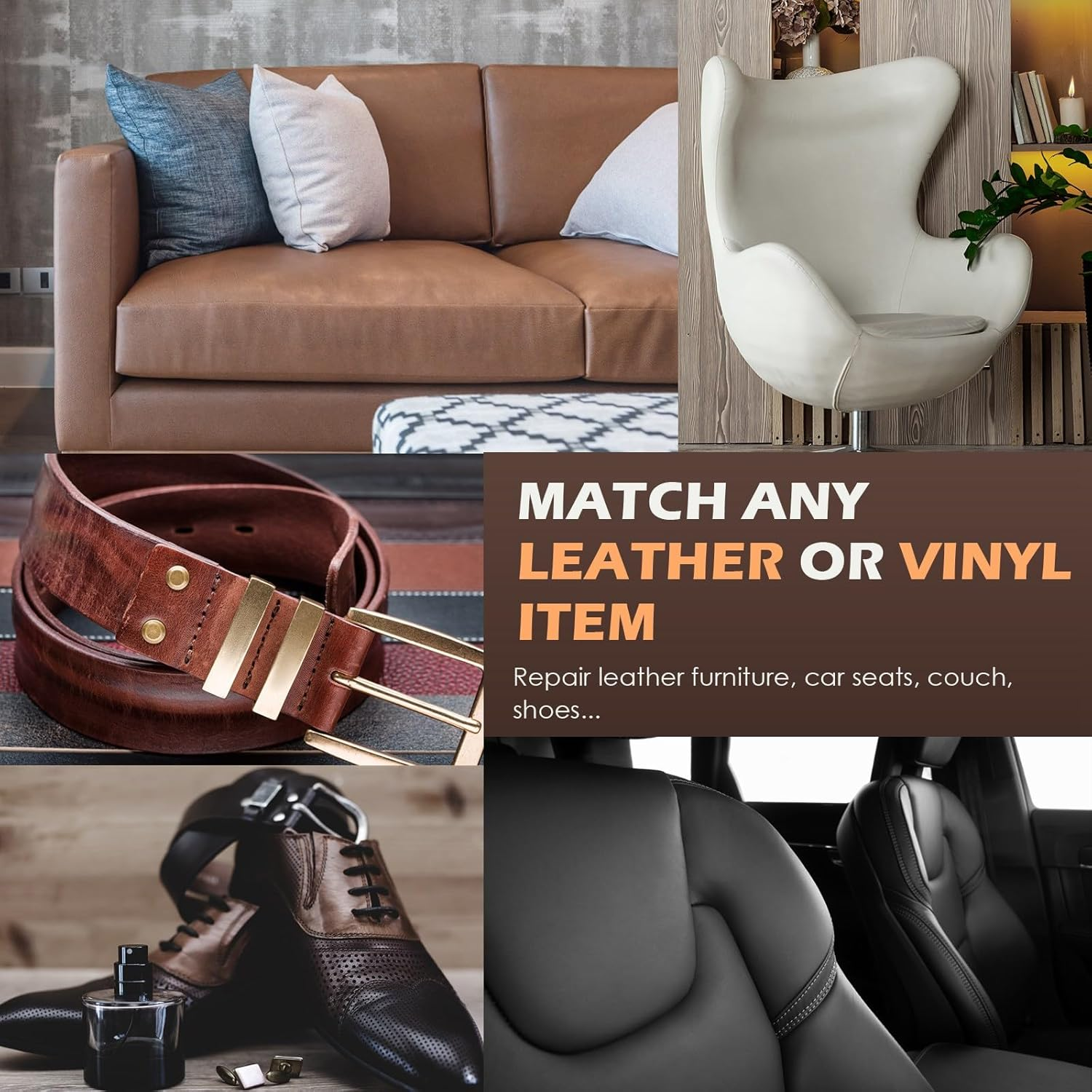 DEWEL Leather Repair Set Red Brown 200 G Car Leather Care Leather Colour Balm Faux Leather Repair Kit for Leather Restoration Cracks Holes of Sofas Cars Jackets Shoes image number 2