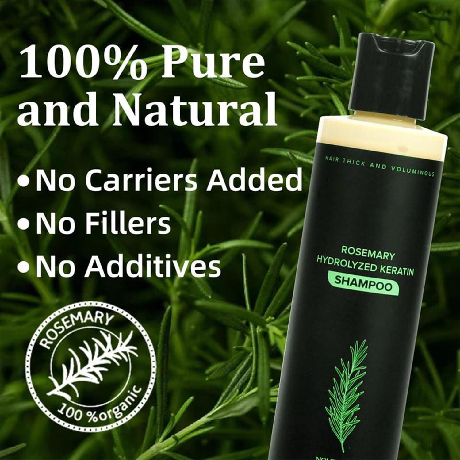 Rosemary Hydrolyzed Keratin Shampoo for Hair Growth & Thickening - 100Ml Natural Shampoo for Men and Women, Moisturizing & Strengthening Formula,Seasonal Shedding Care (3) image number 2